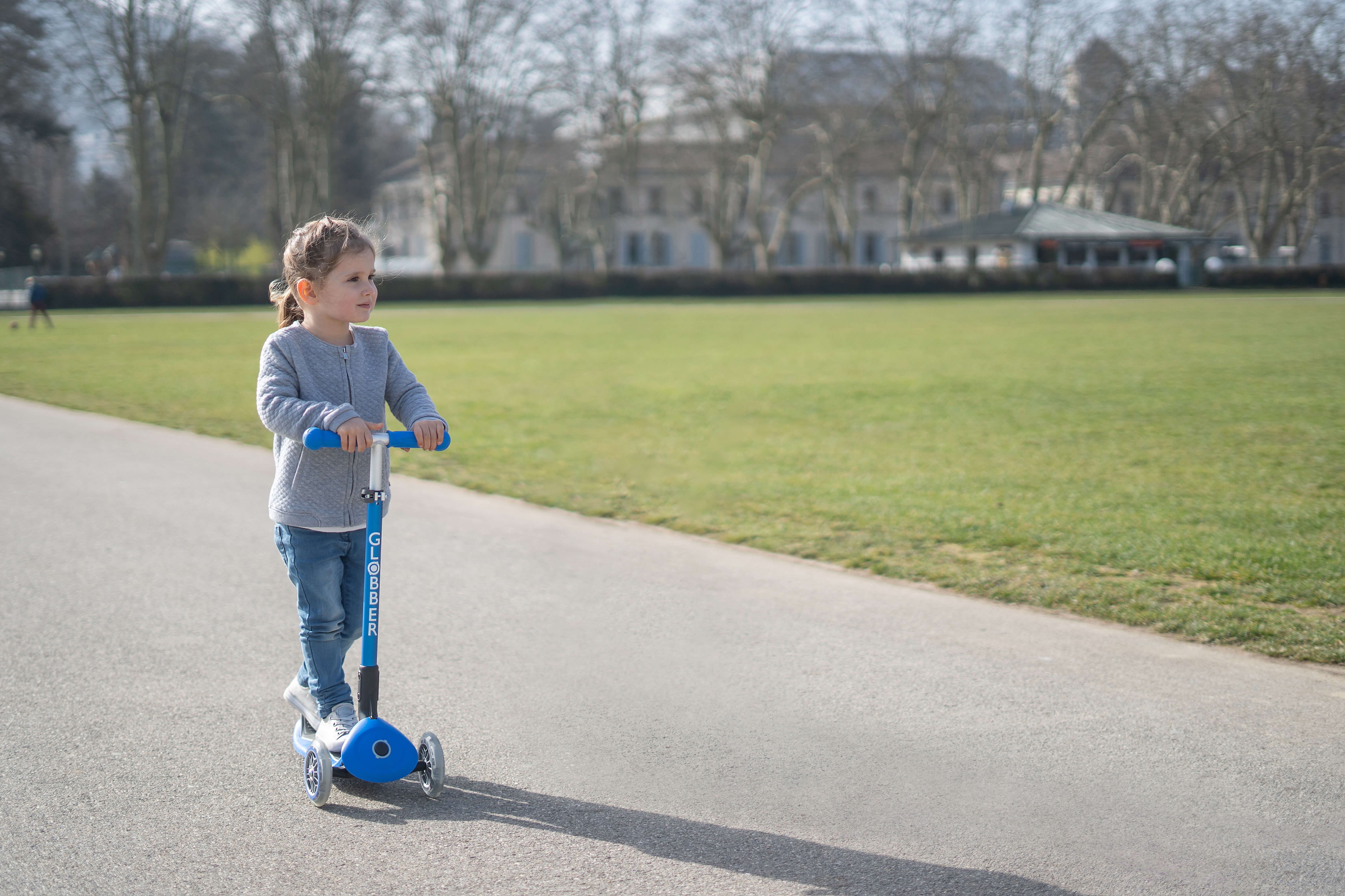 Globber Primo Foldable Lights Scooter - Blue