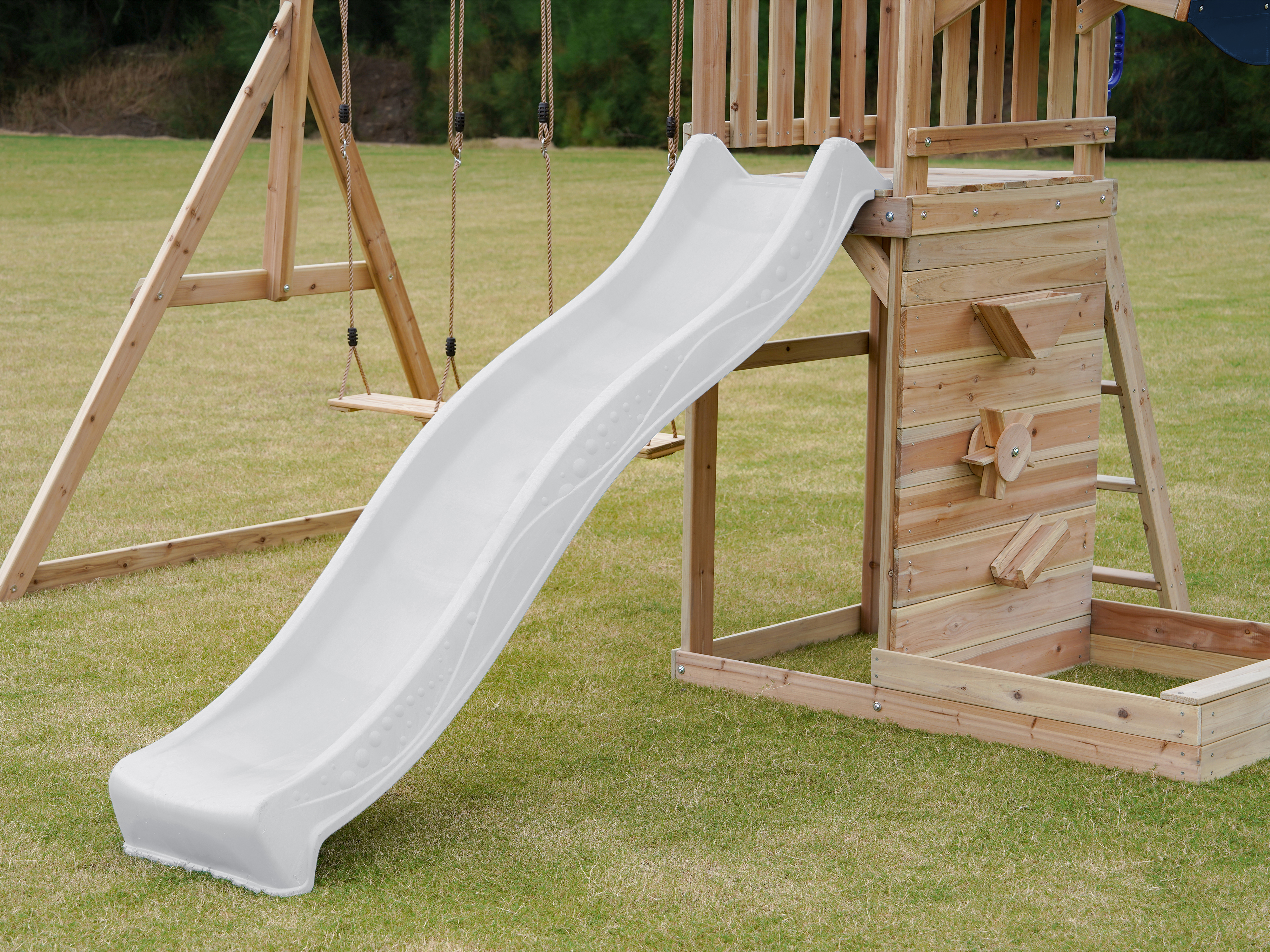 AXI Malik Climbing Frame with Double Swing Set - White Slide