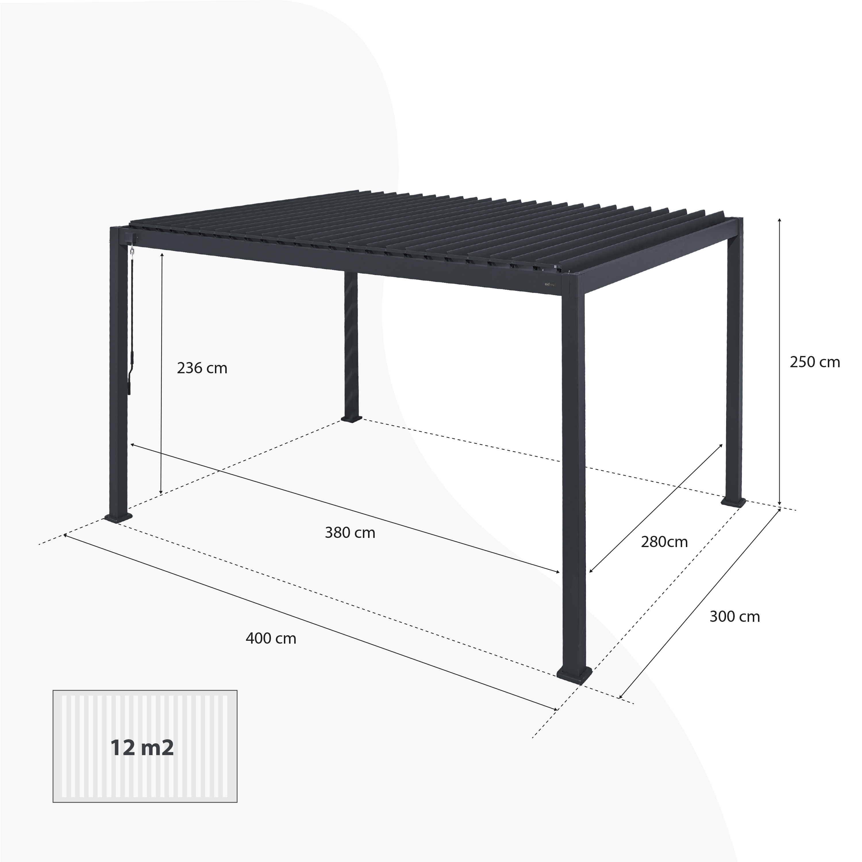 AXI Raya Aluminium Pergola 300 x 400 cm Anthracite