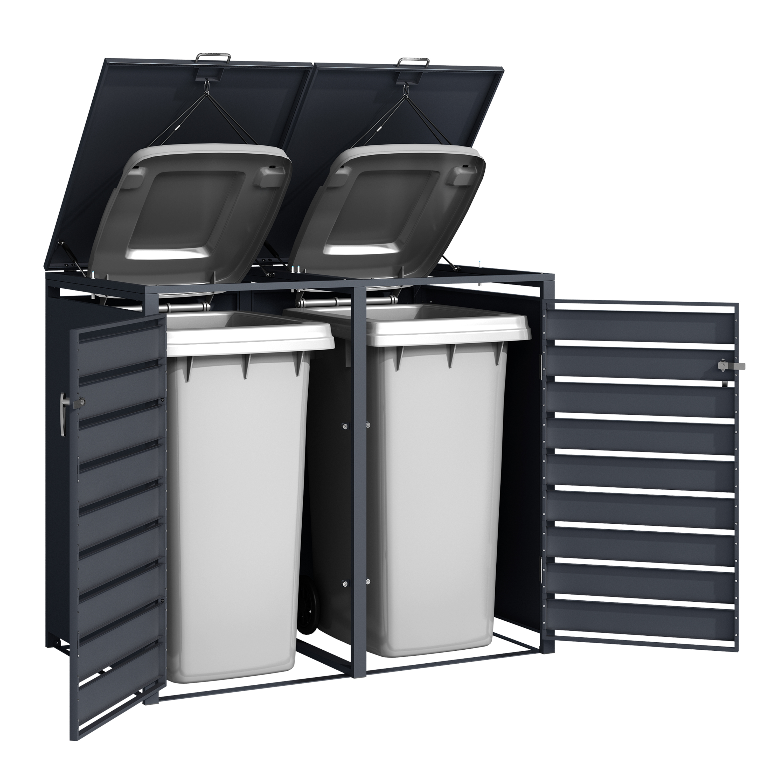 AXI Lucas Metal Garbage Bin Shed - 2 Garbage Bins