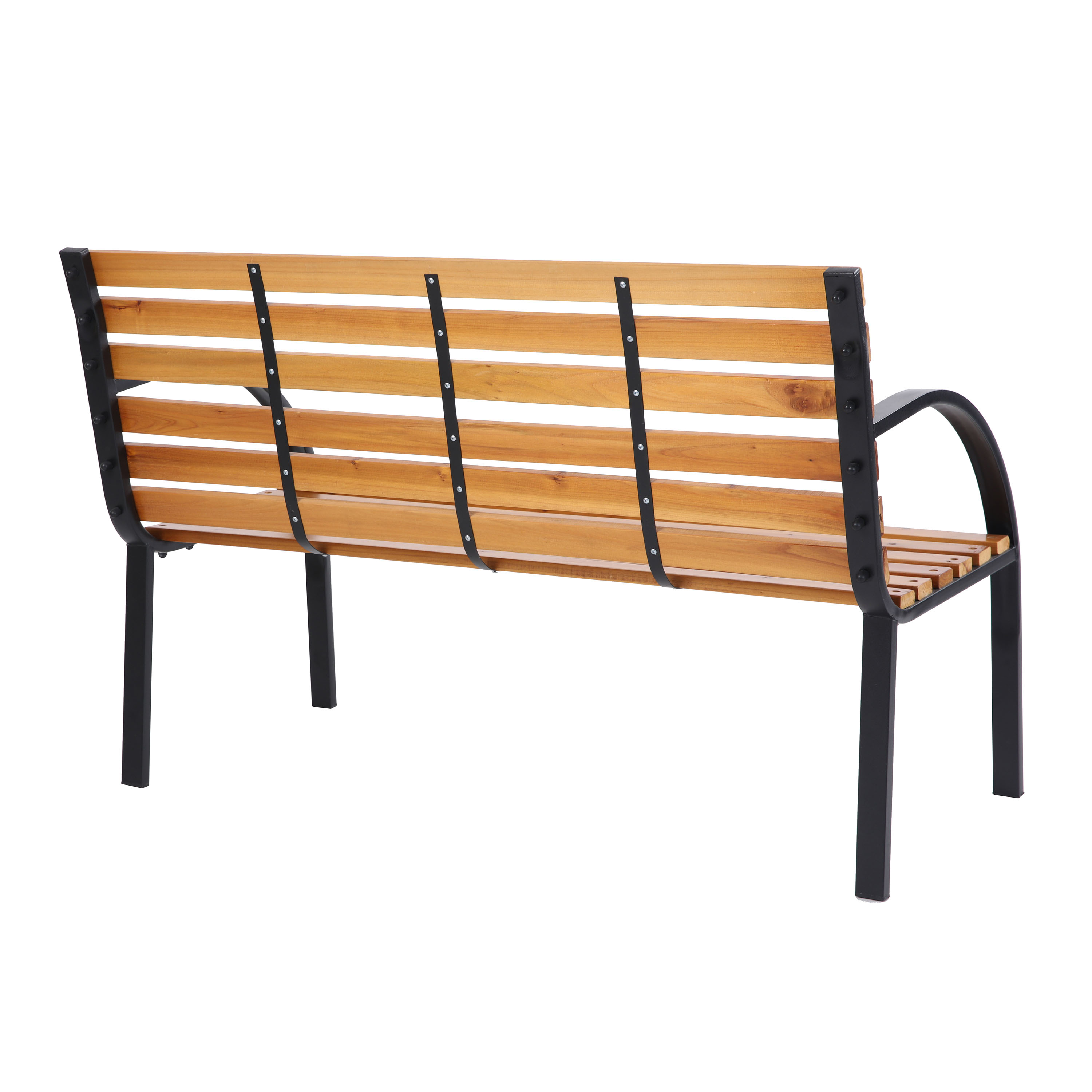 AXI Otis Wooden Bench with Matt Black Steel Frame