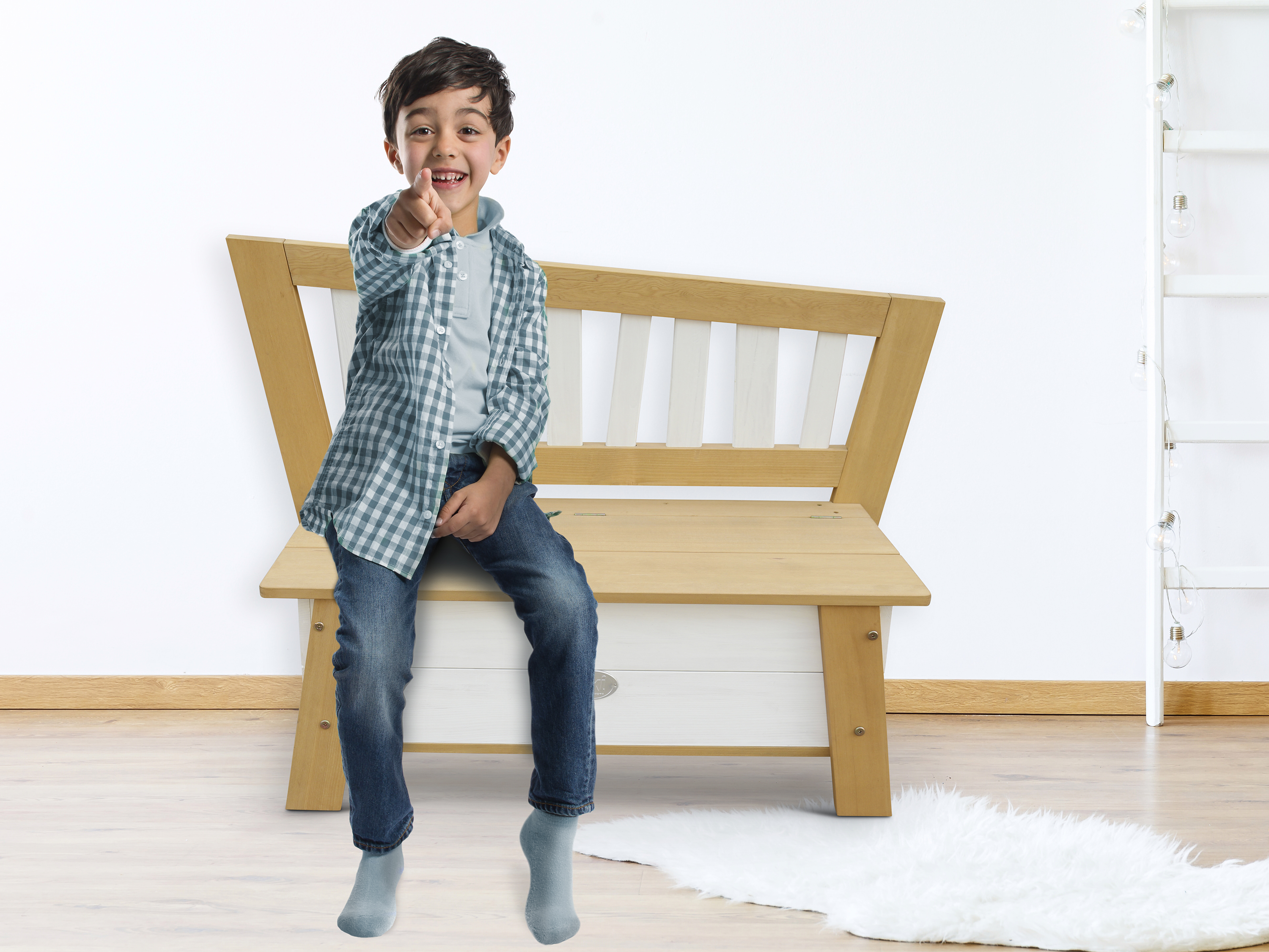 AXI Corky Storage Bench - Brown/White