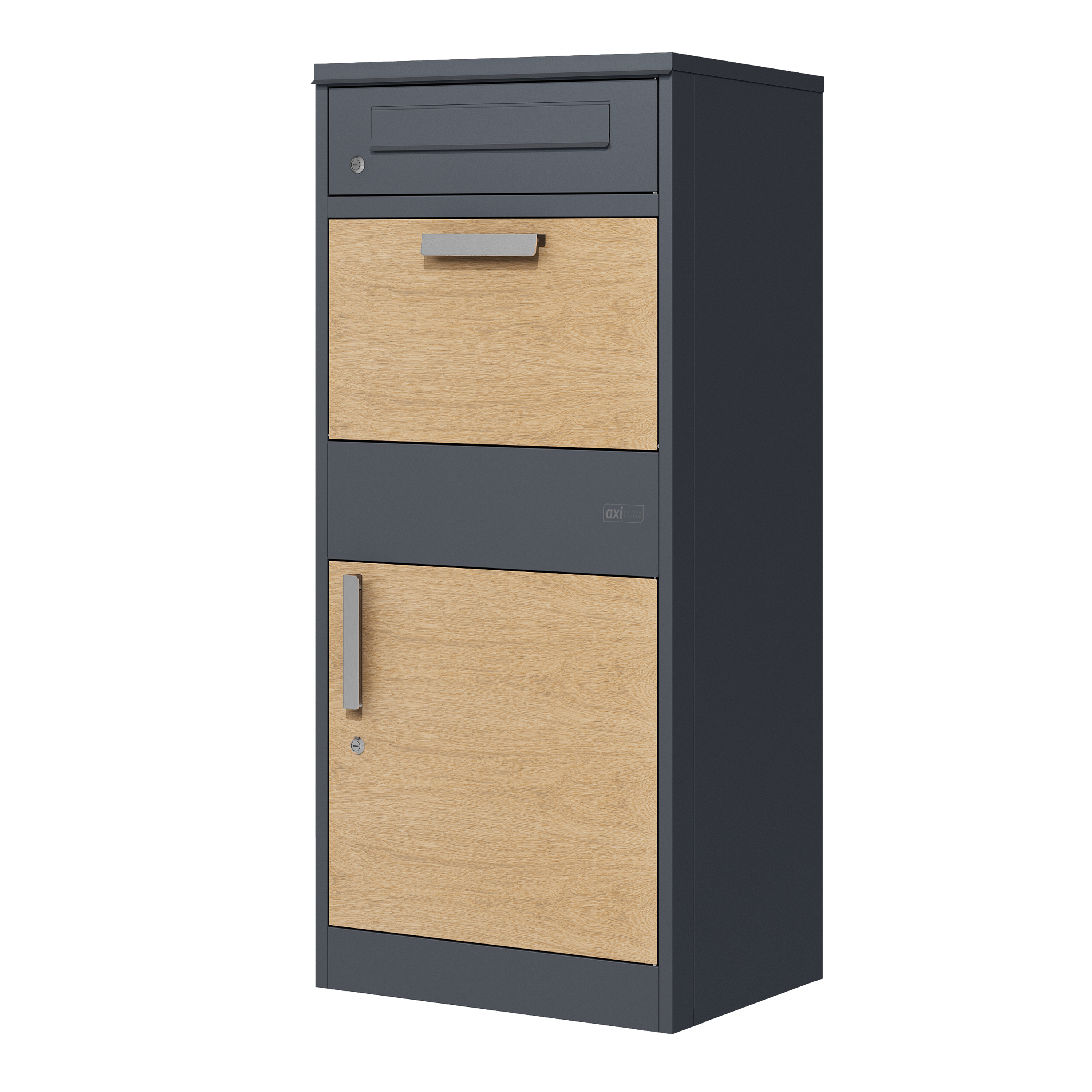 AXI Levi Metal Parcel Mailbox in Anthracite/Wood Look