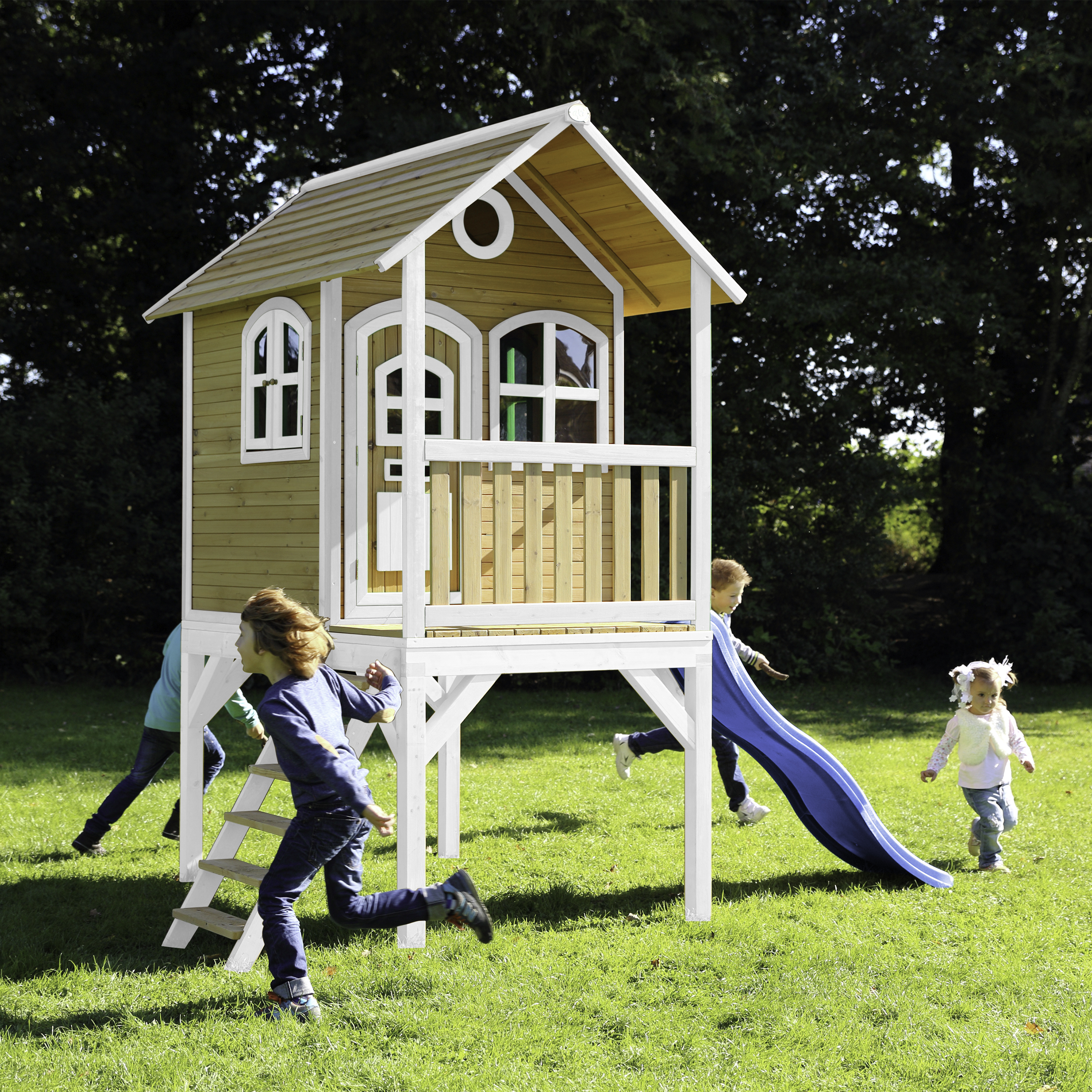 AXI Laura Playhouse Brown/White - Blue Slide