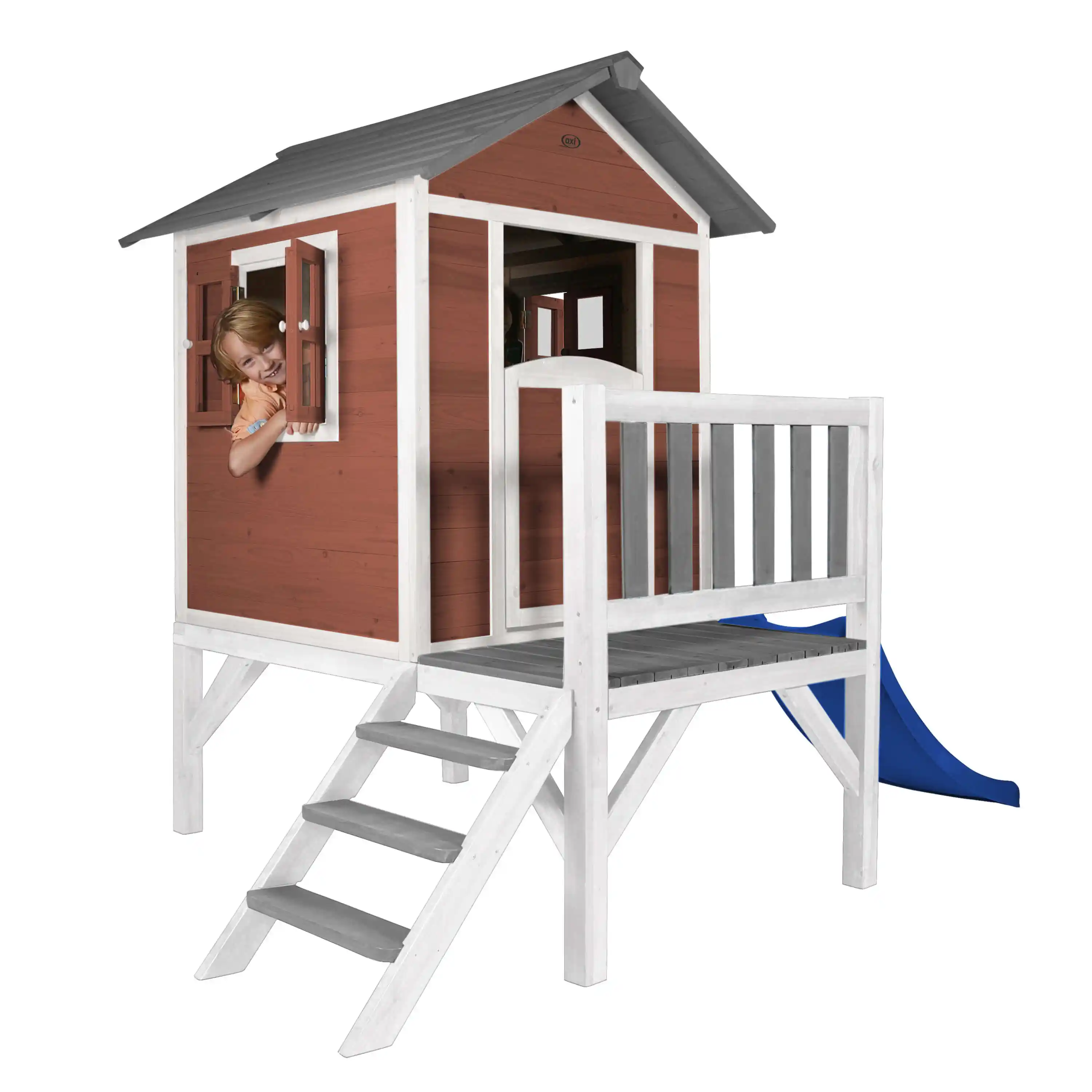 AXI Lodge XL Playhouse Scandinavian Red - Blue Slide