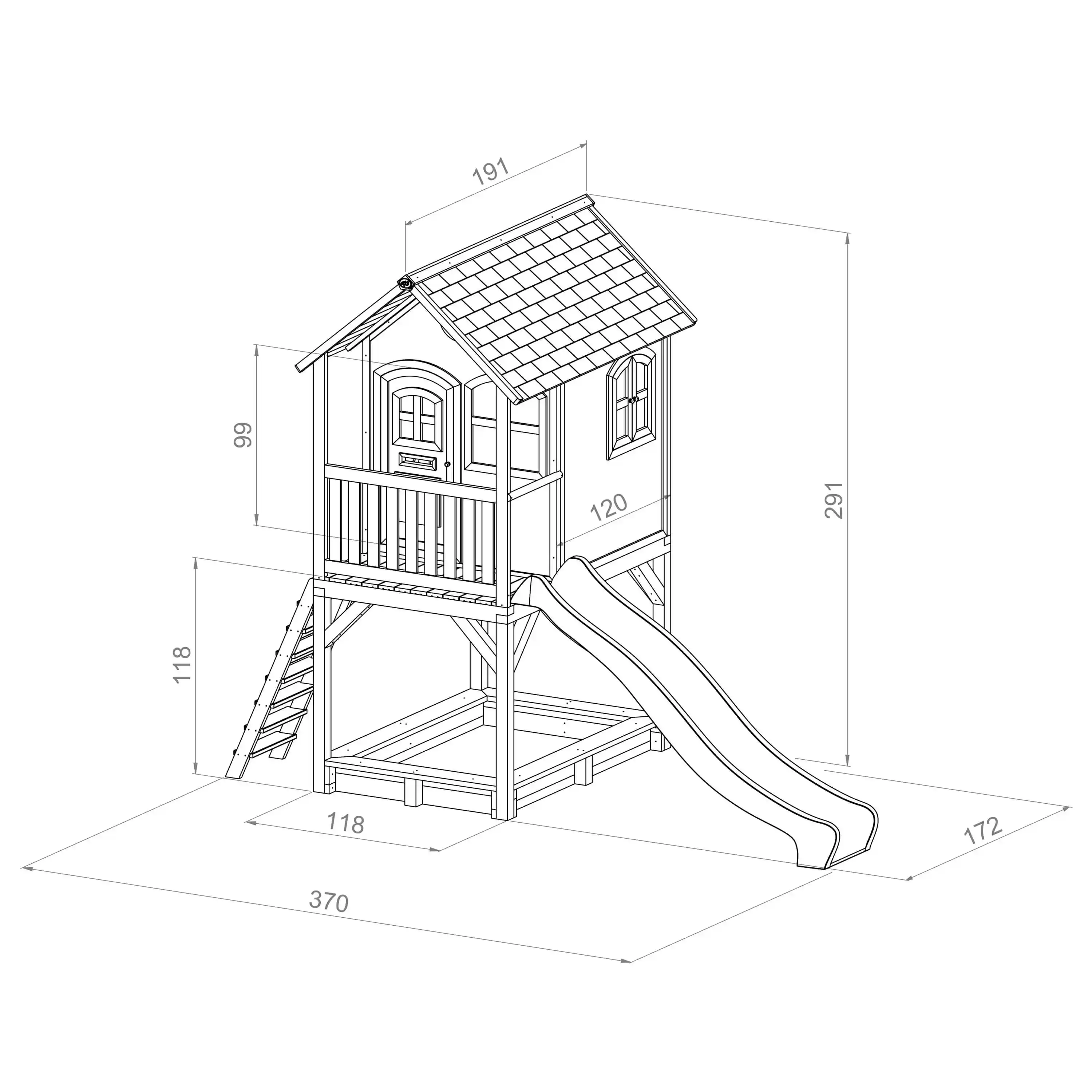 AXI Sarah Playhouse Brown/White - Blue Slide