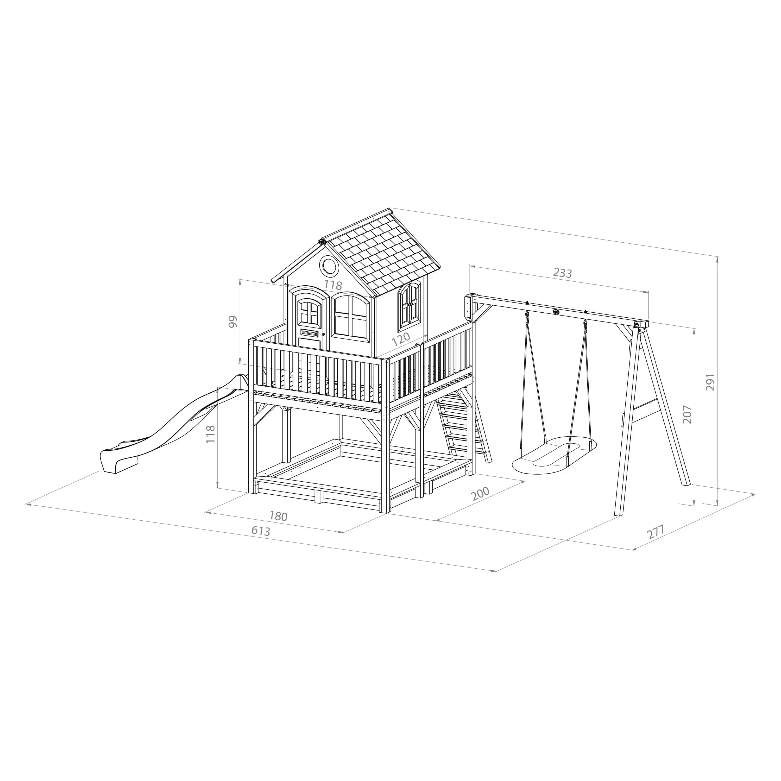 AXI Liam Playhouse with Roxy Nest Swing Set Brown/White - White Slide