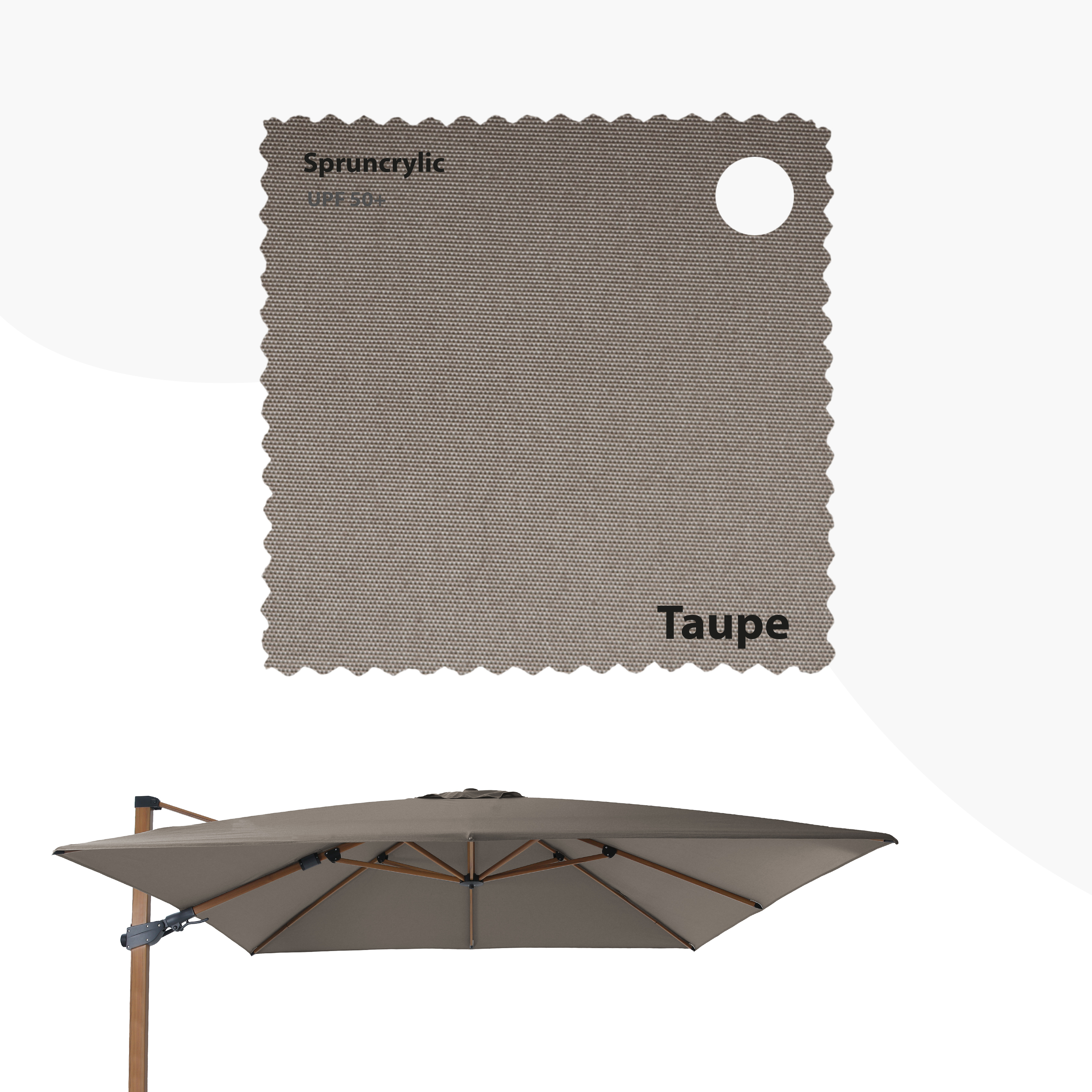 AXI Apollo Premium Cantilever Parasol 300x300cm incl. granite base with wheels Oaklook/Taupe – Complete set