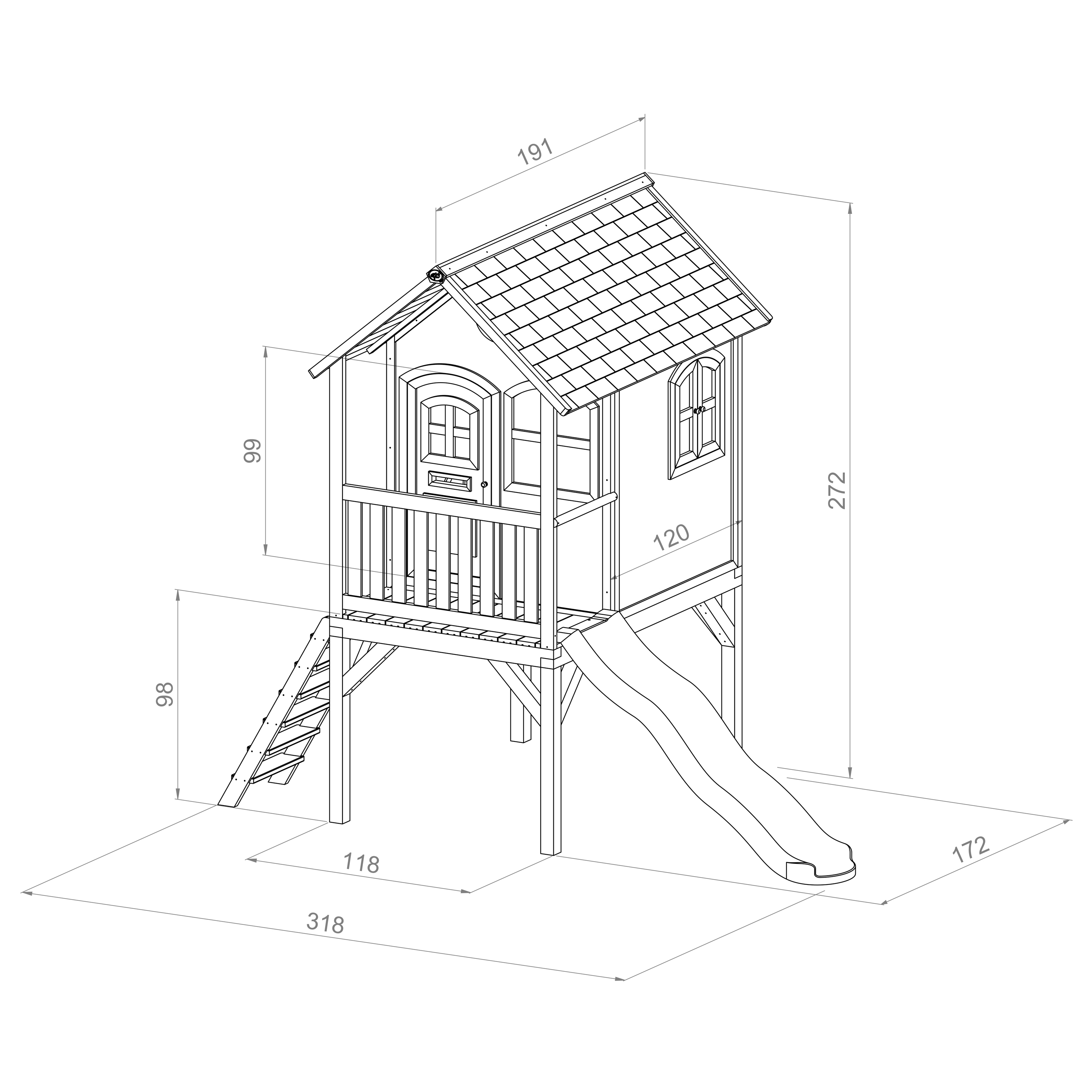 AXI Laura Playhouse Brown/White - Blue Slide