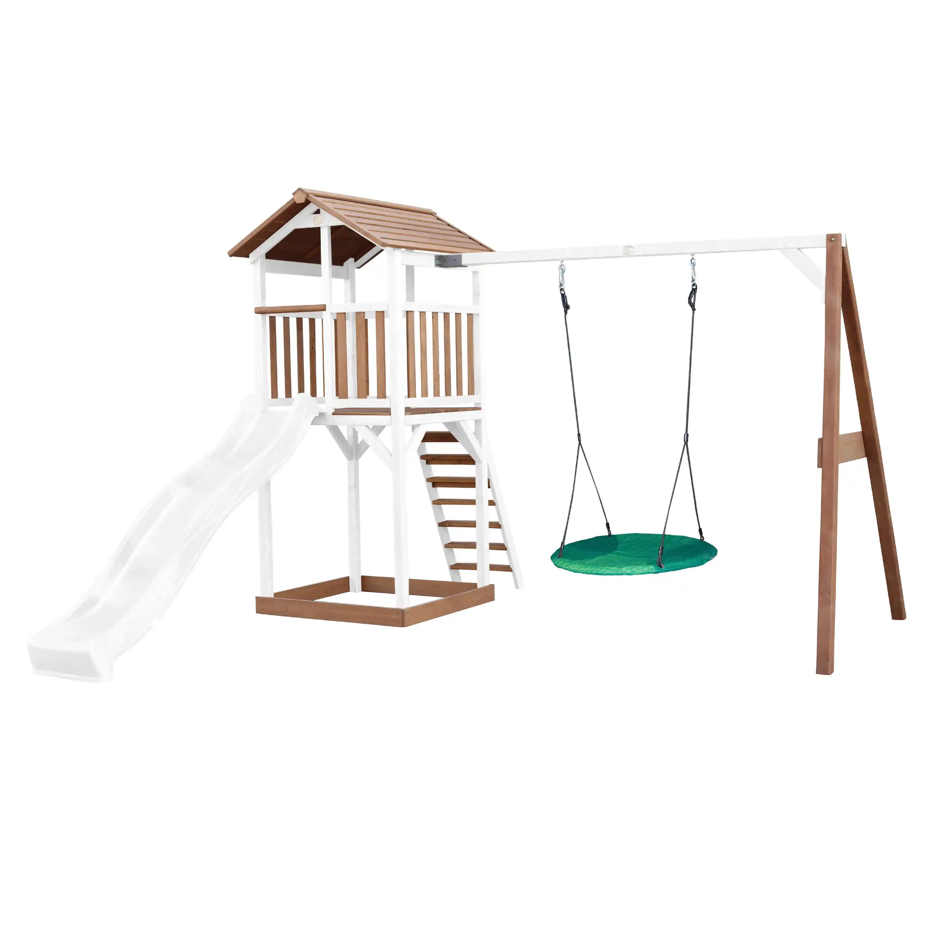 AXI Beach Tower with Summer Nest Swing Set Brown/White - White Slide