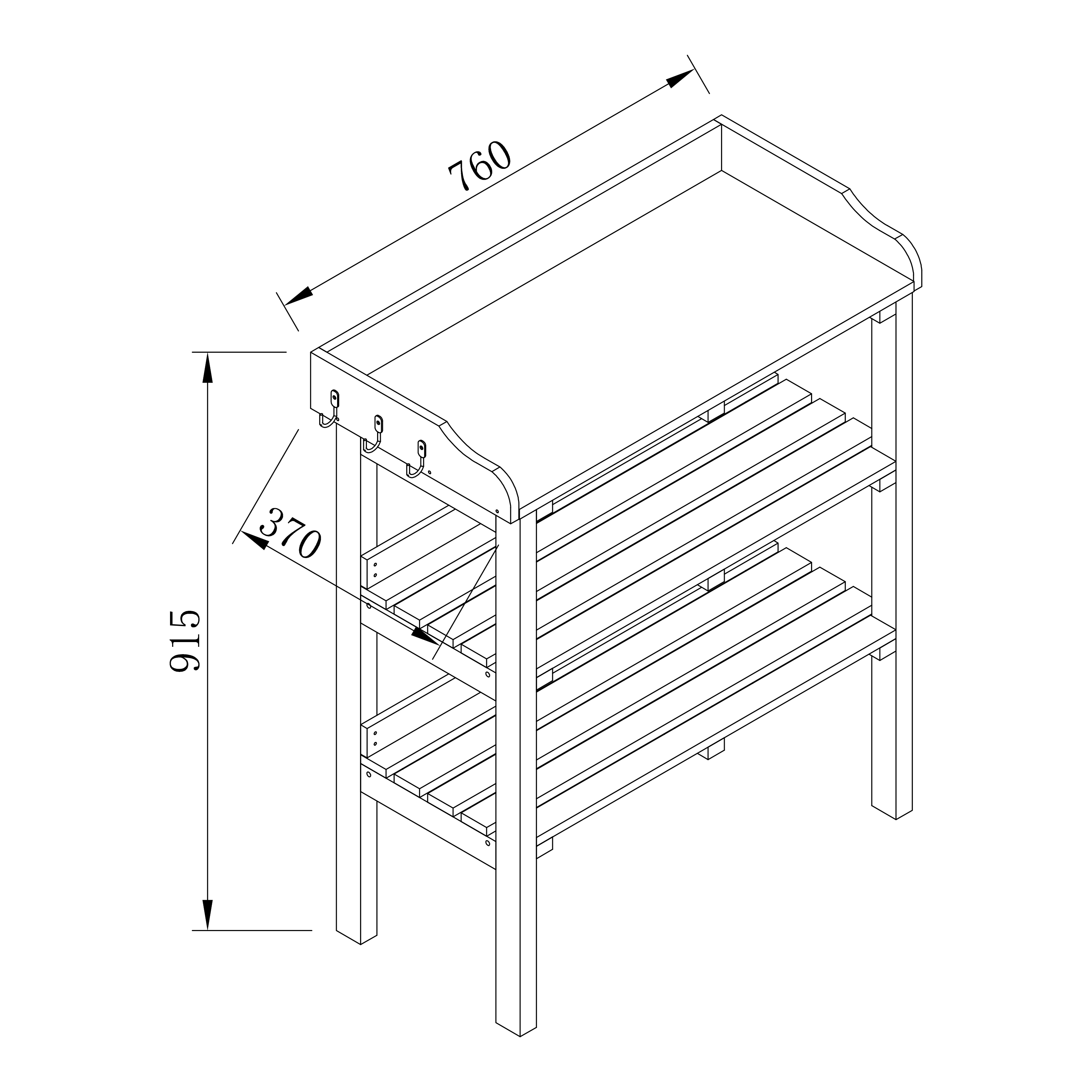 AXI Potting Table with storage shelves - Brown/White