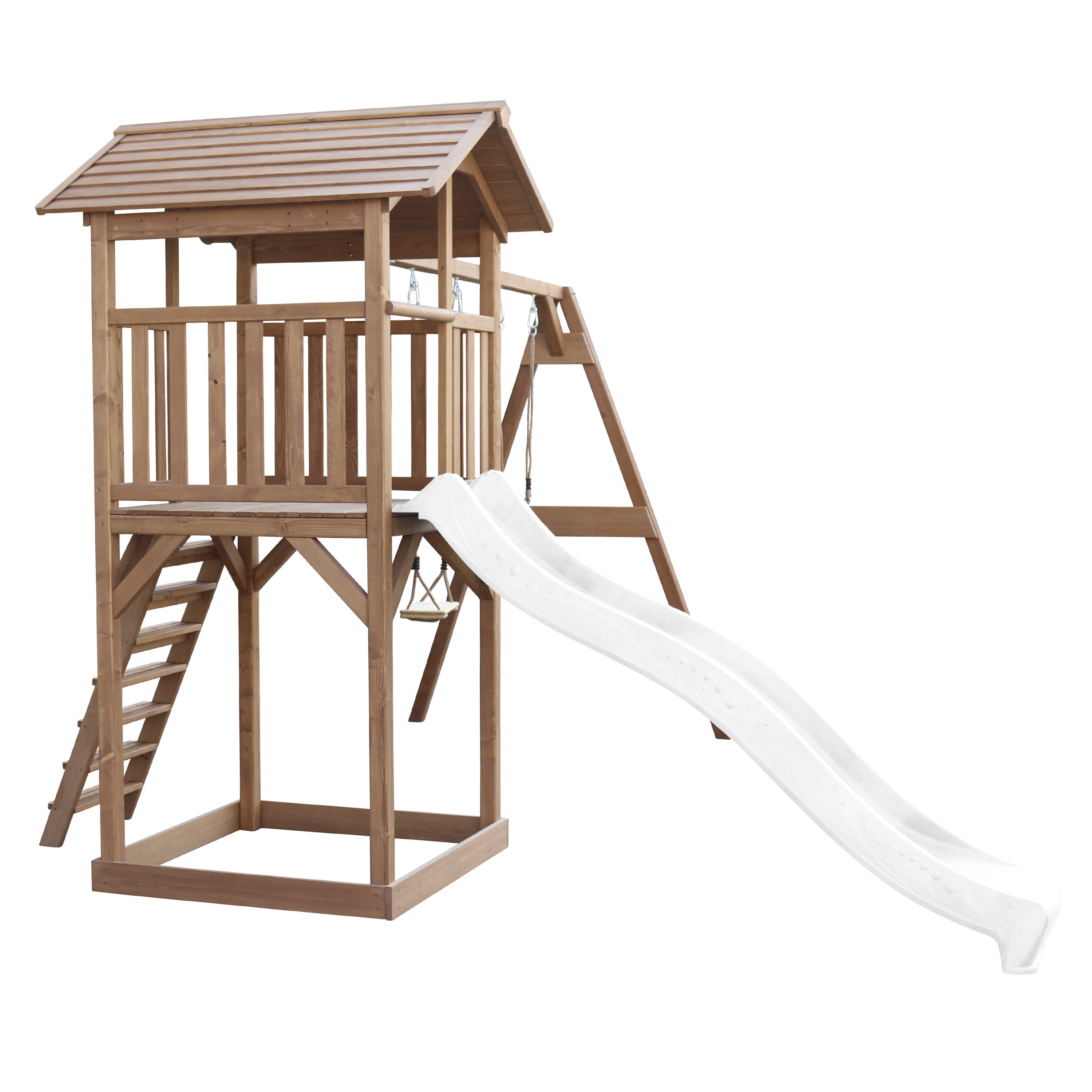 AXI Beach Tower with Double Swing Set Brown - White Slide