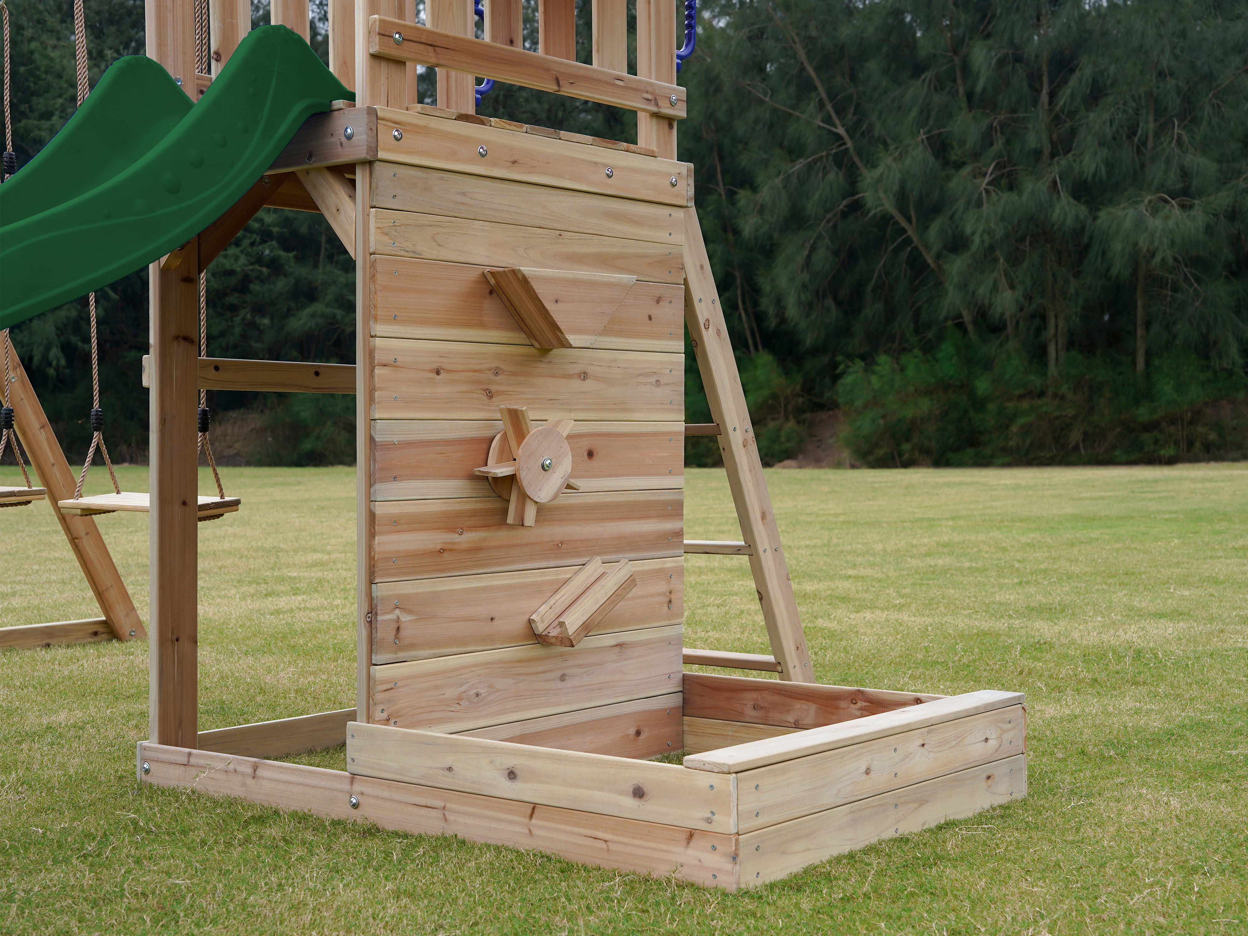 AXI Malik Climbing Frame with Double Swing Set - Green Slide