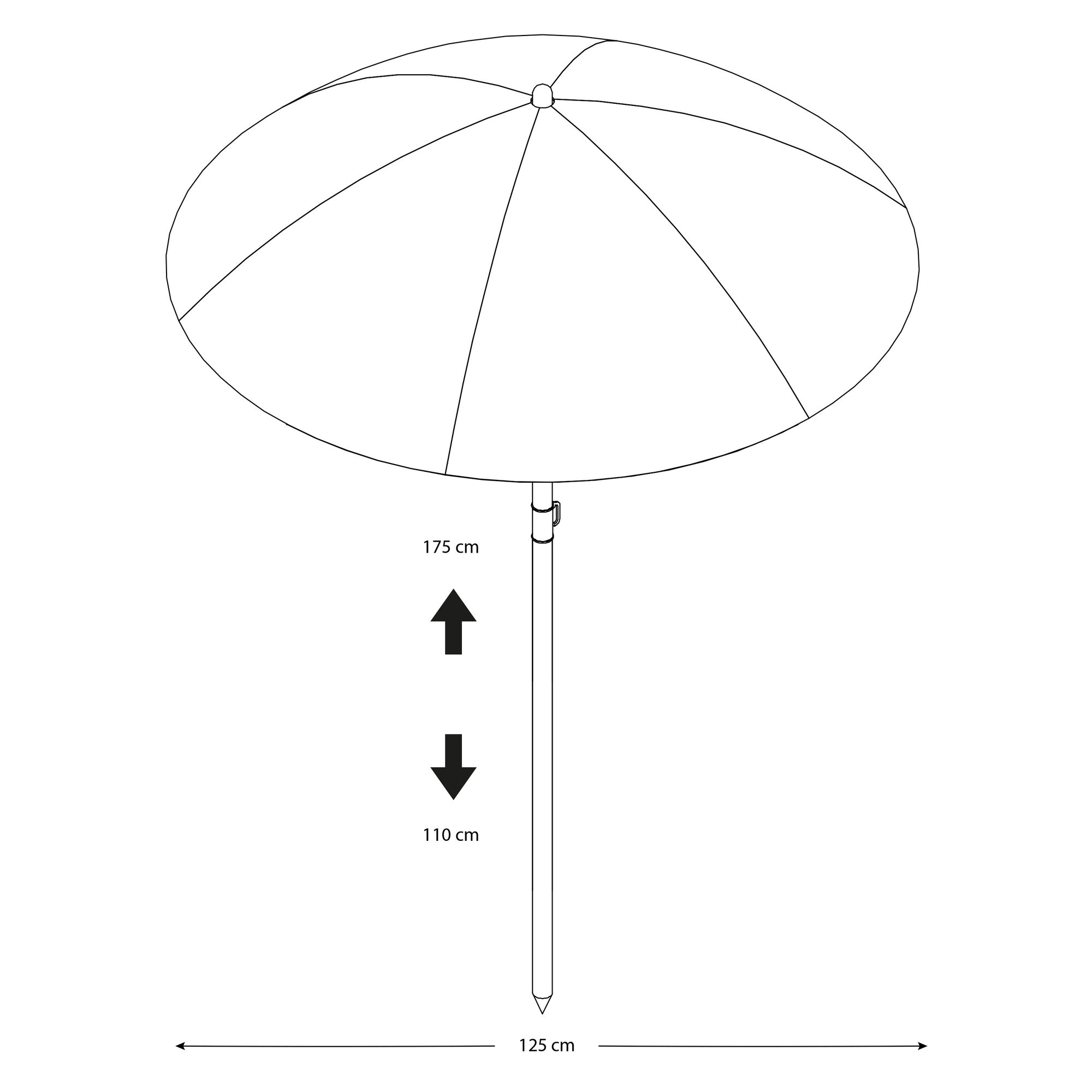 maattekening AXI Parasol ?125 cm - Blauw/wit