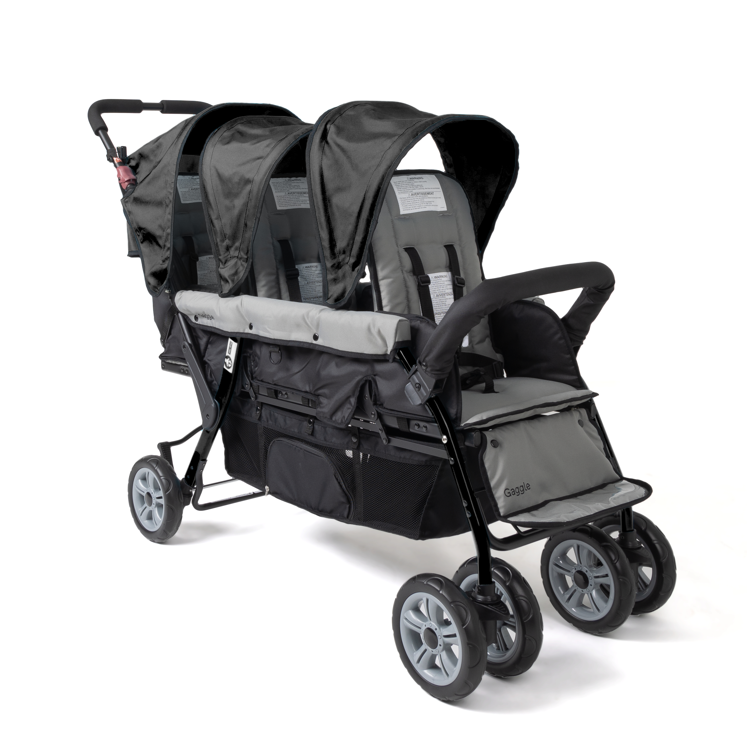 Gaggle Compass Stroller for 3 Children - Black