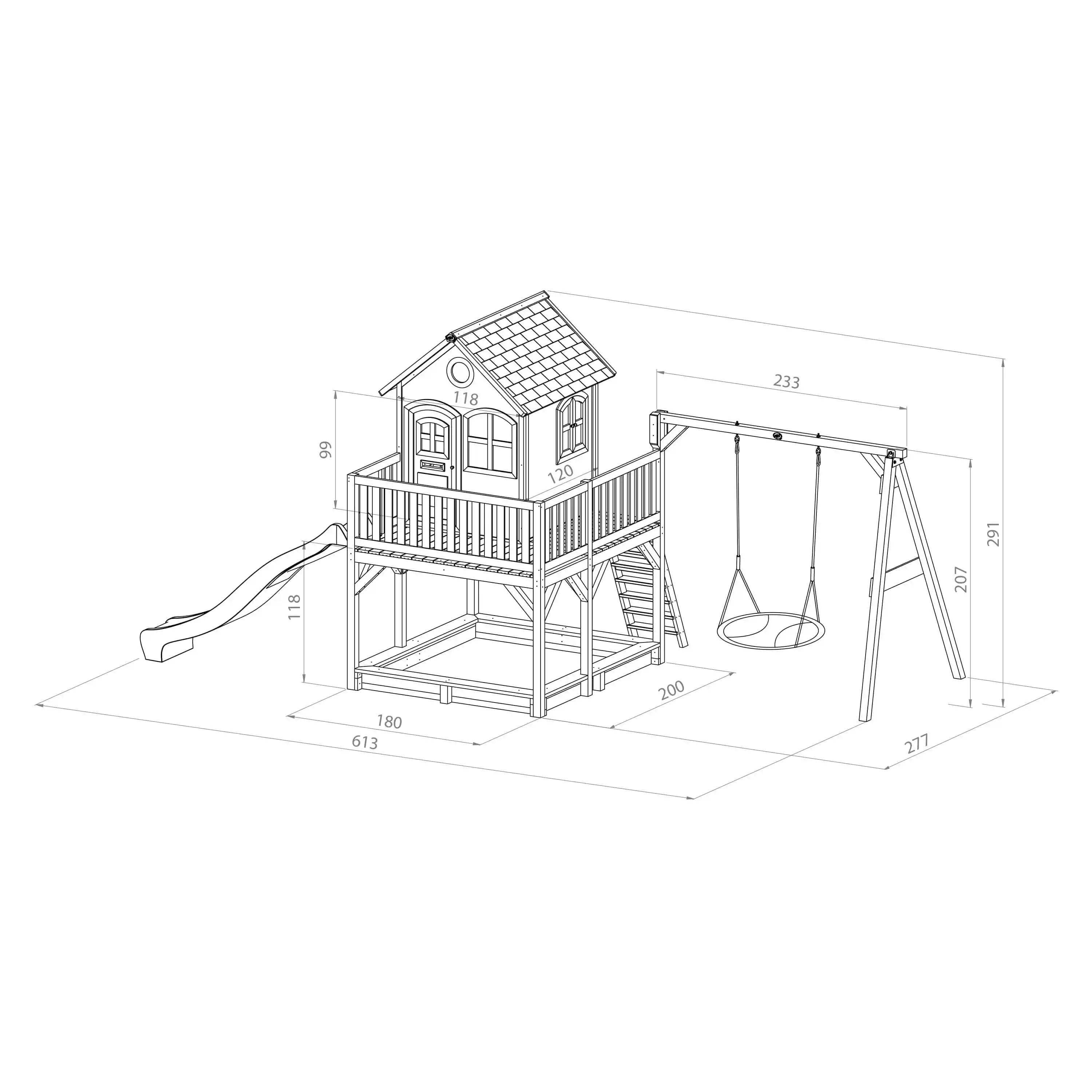 AXI Liam Playhouse with Summer Nest Swing Set Brown/White - White Slide