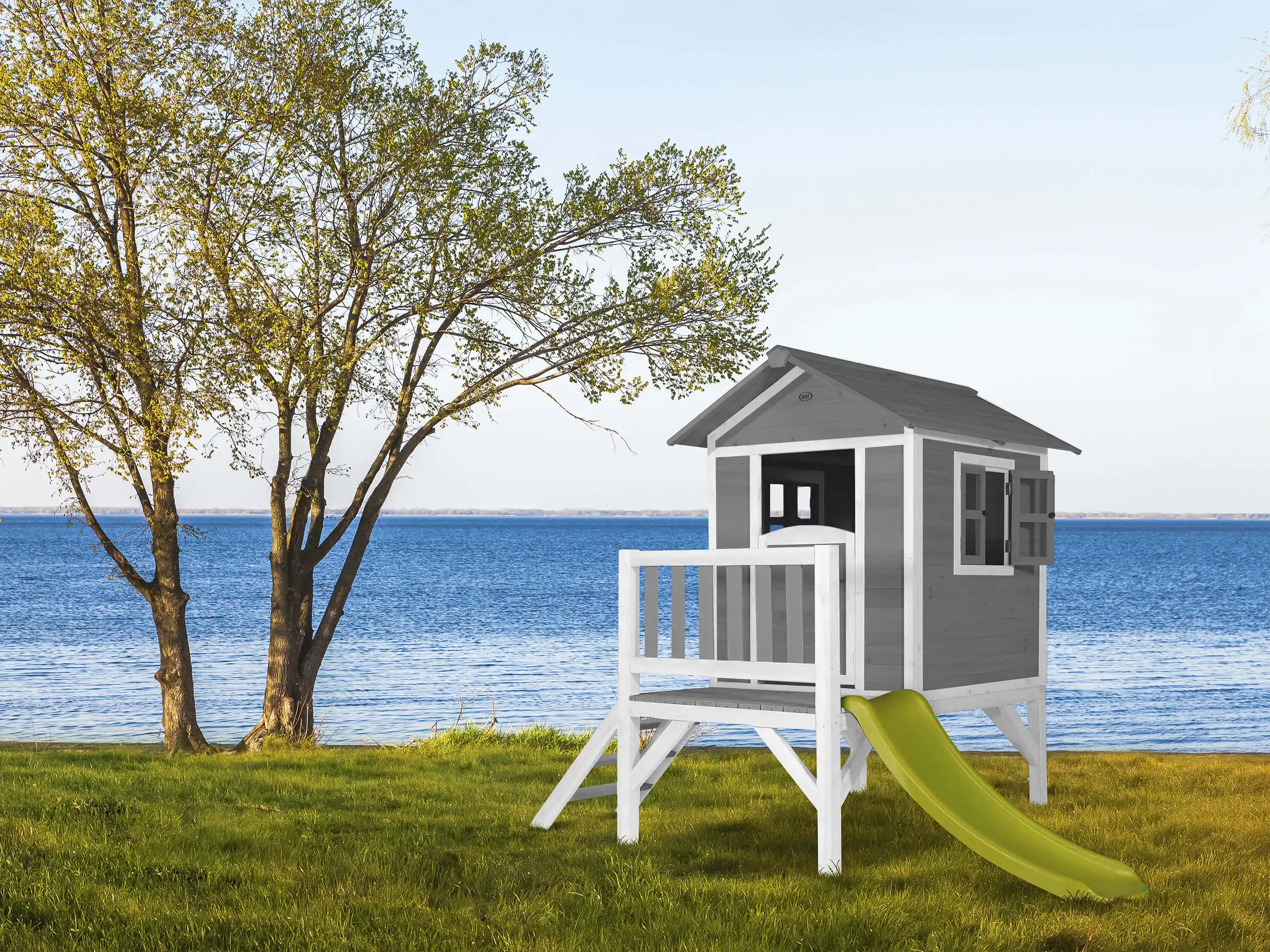 AXI Lodge XL Playhouse Cool Grey - Lime Green Slide