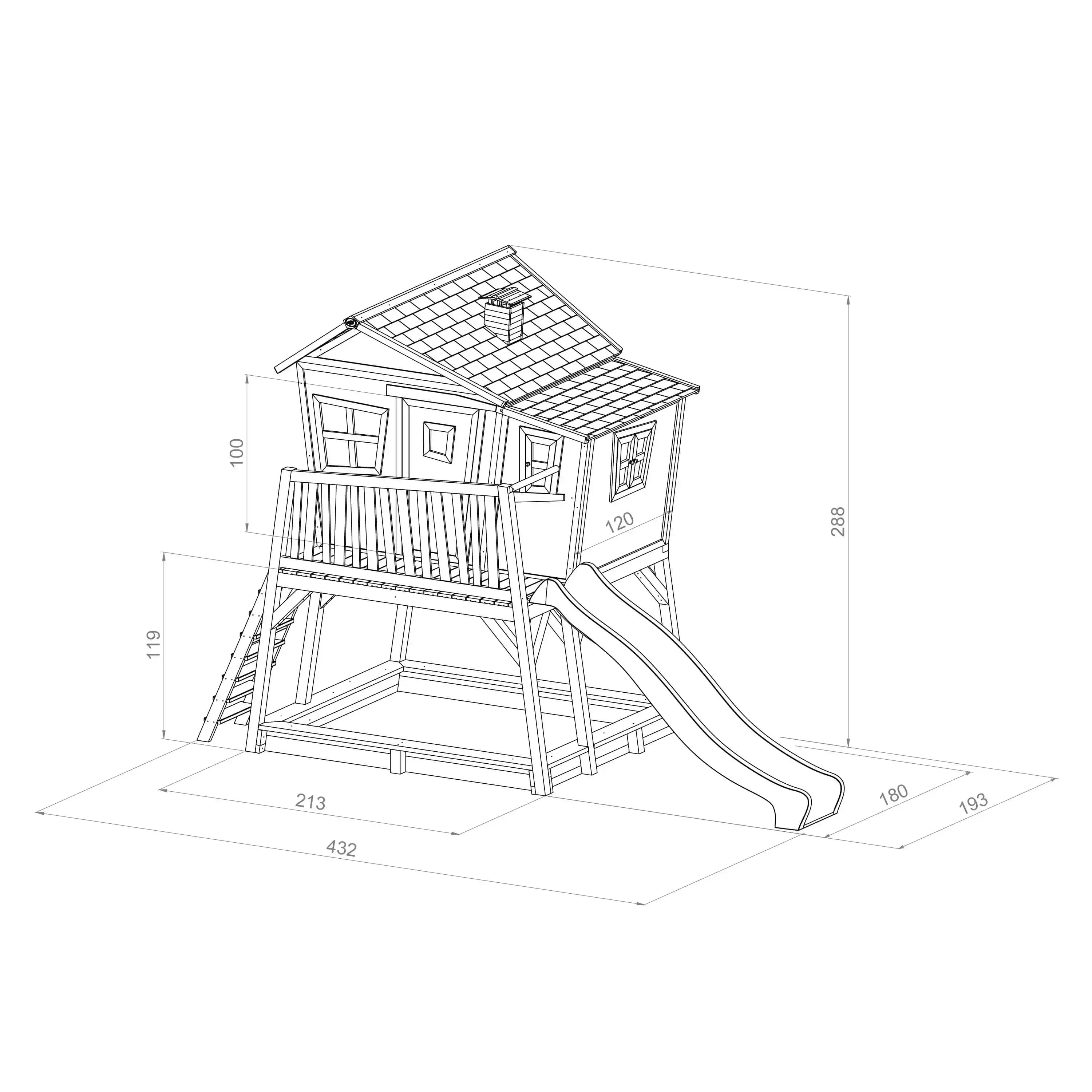 AXI Max Playhouse Brown/White - Lime Green Slide