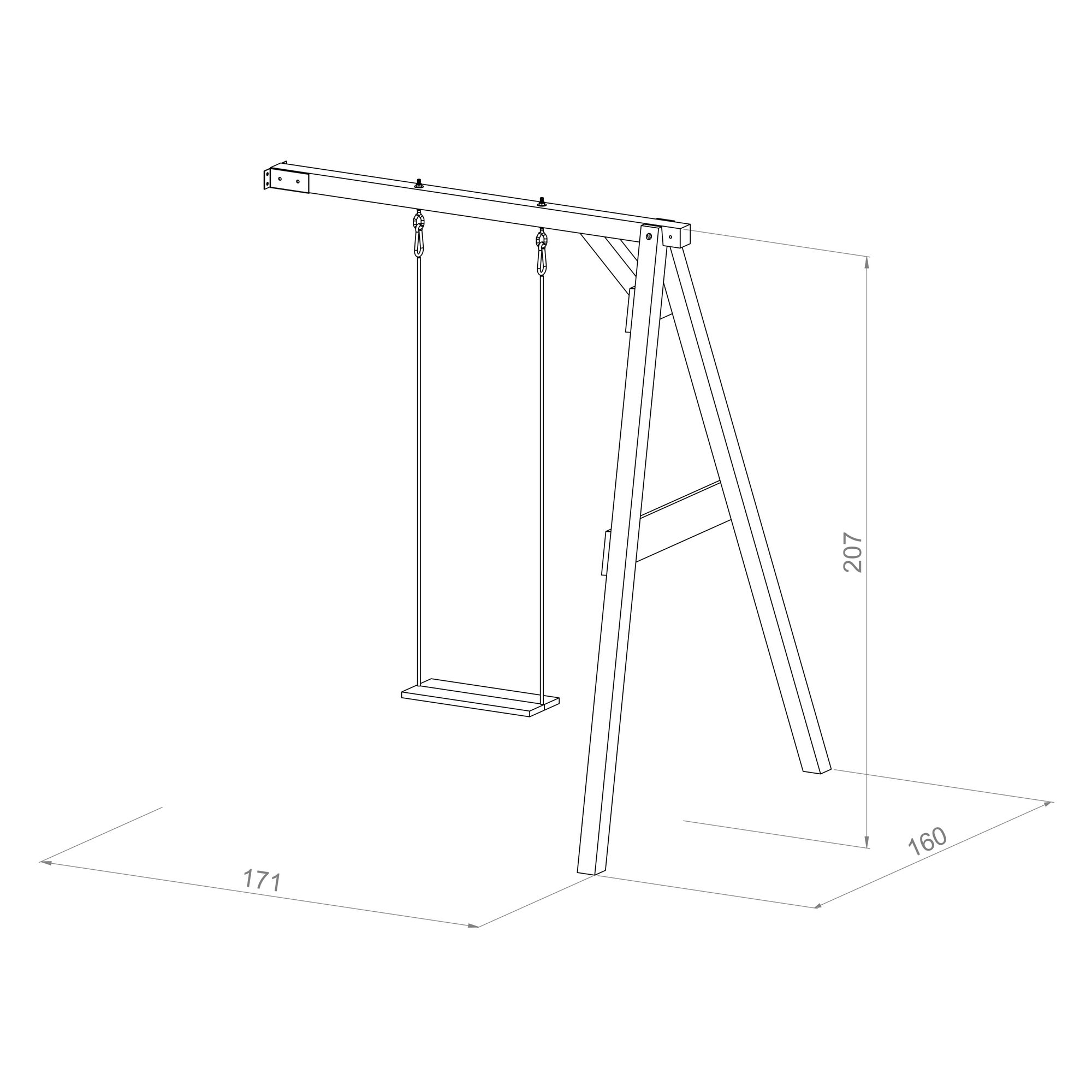 maattekening AXI Enkele Aanbouwschommel Grijs/wit