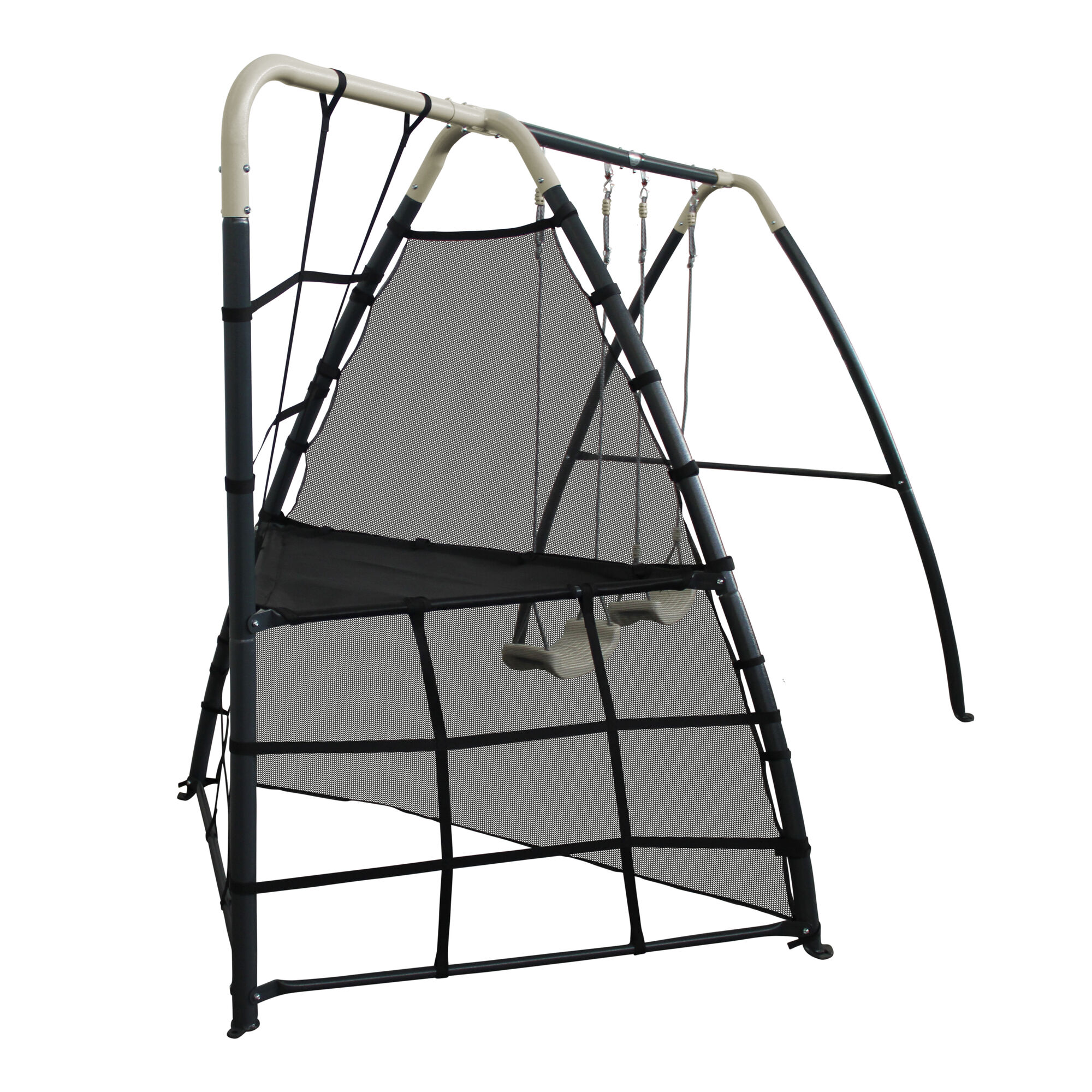 AXI Metal Climbing Frame with Double Swing Set - Anthracite/Cream