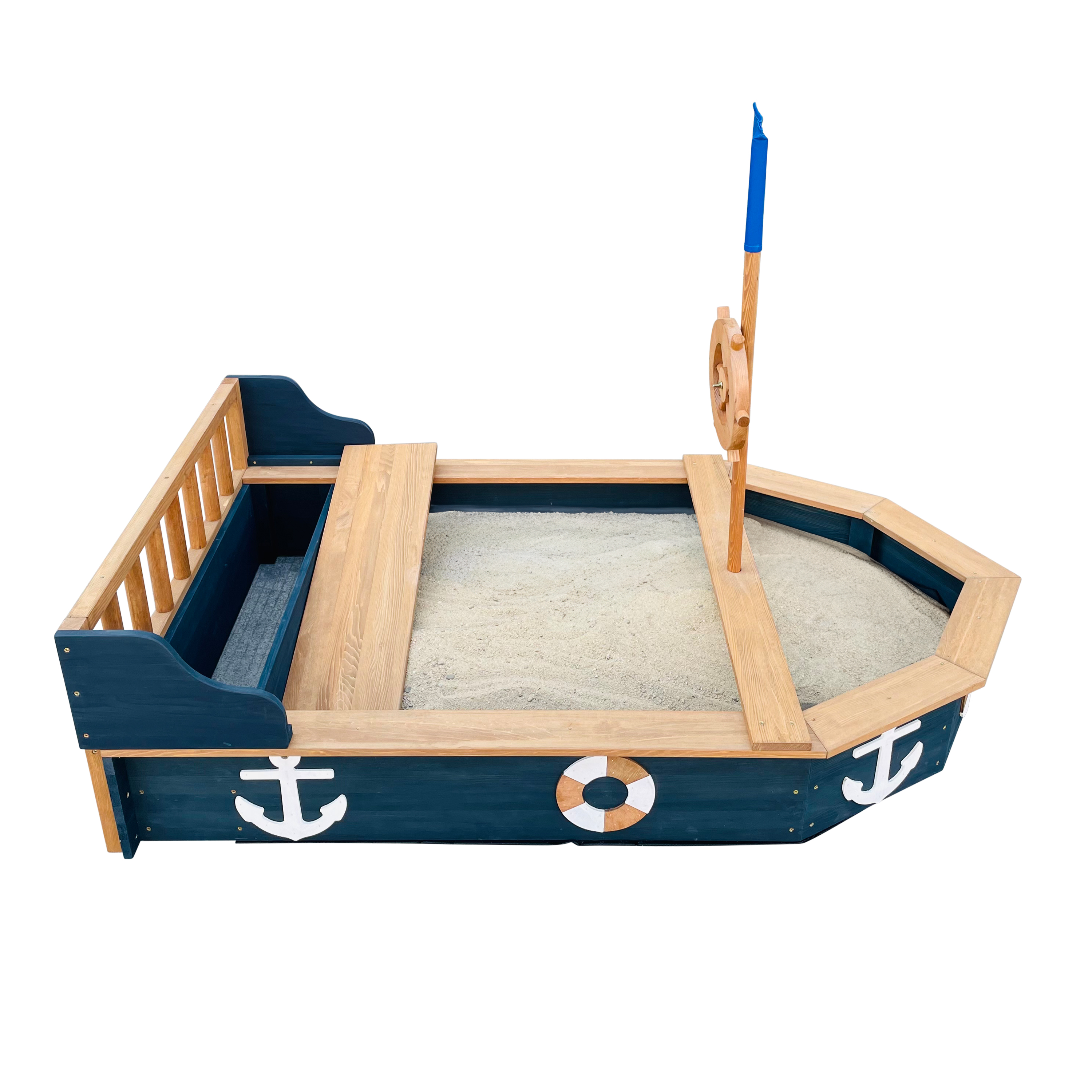 AXI Doris Boat Sandbox with storage bench - Anthracite/Brown