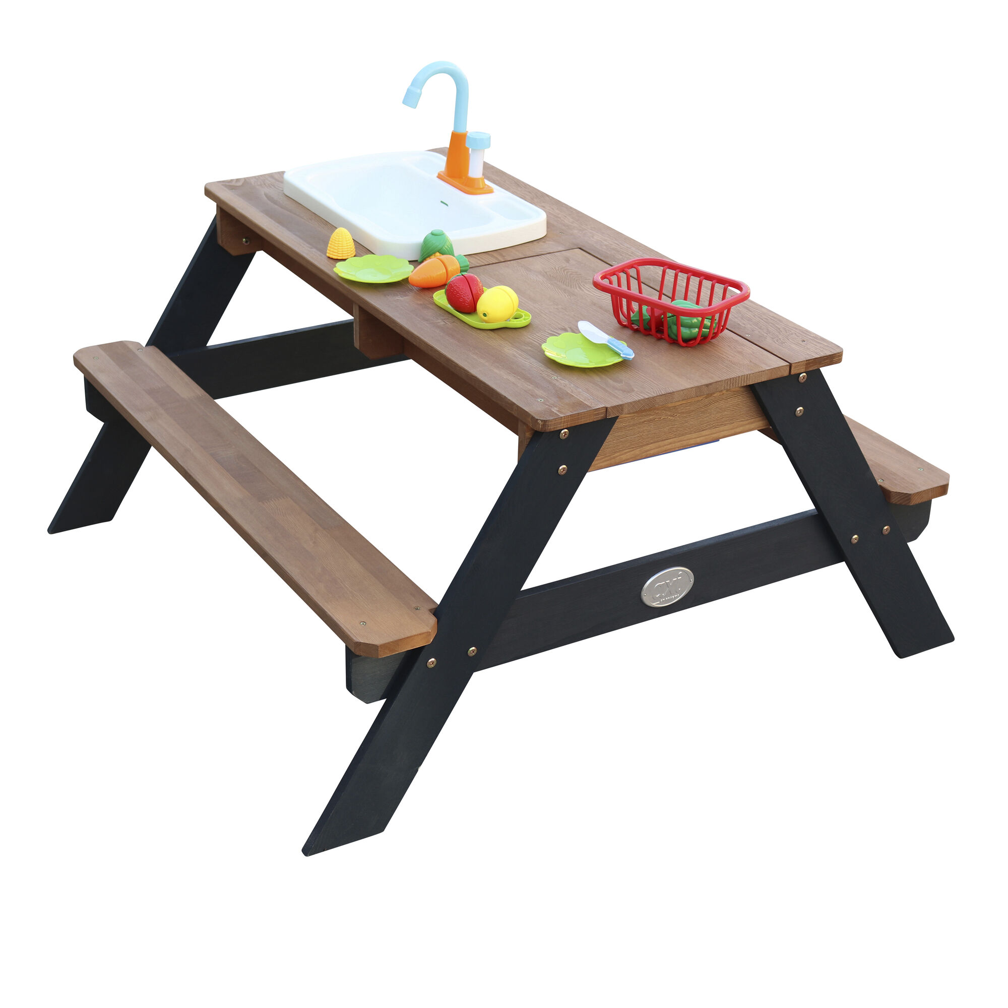 productfoto AXI Emily Zand & Water Picknicktafel met Speelkeuken wastafel Antraciet/bruin