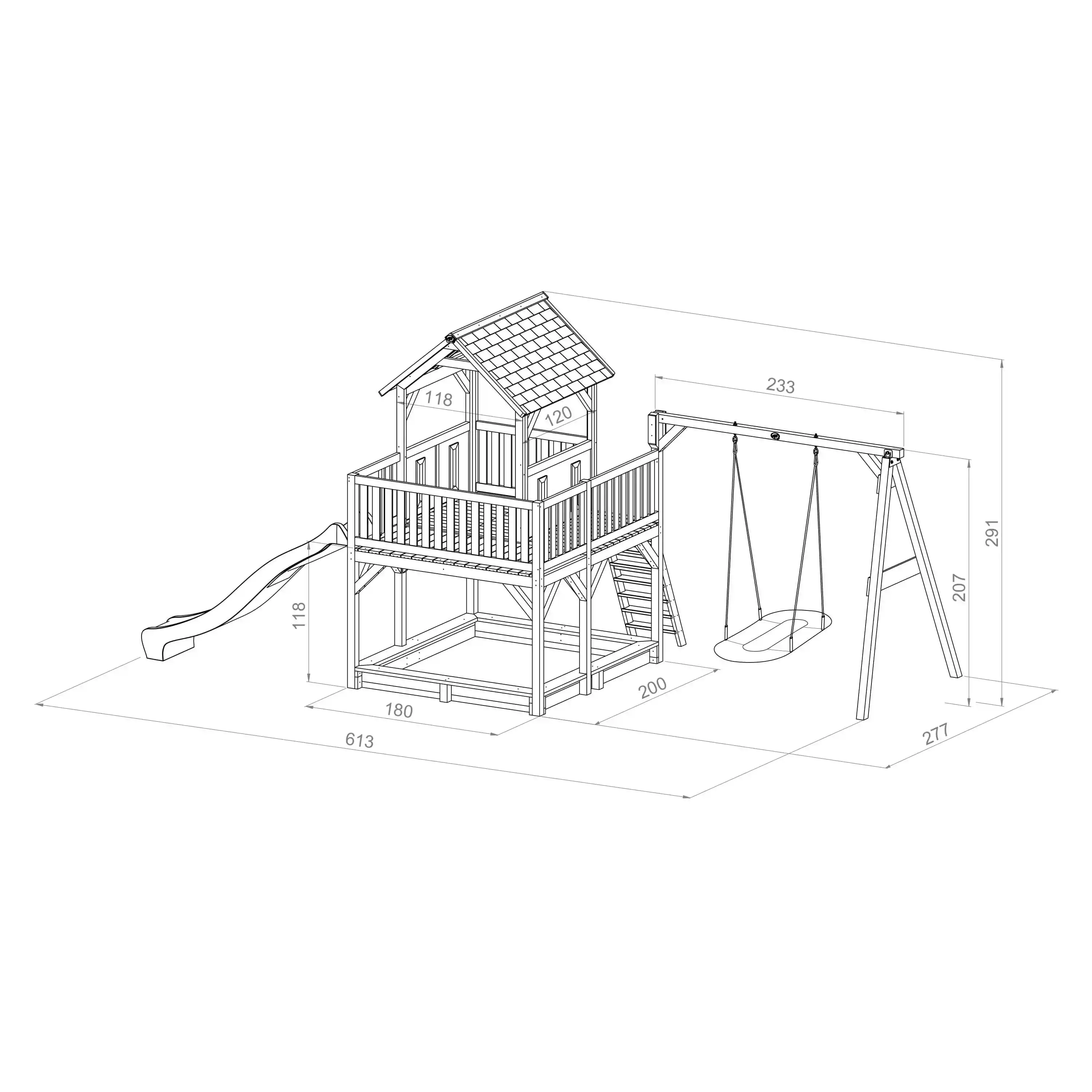 AXI Atka Play Tower with Roxy Nest Swing Set Brown/Green - Grey Slide