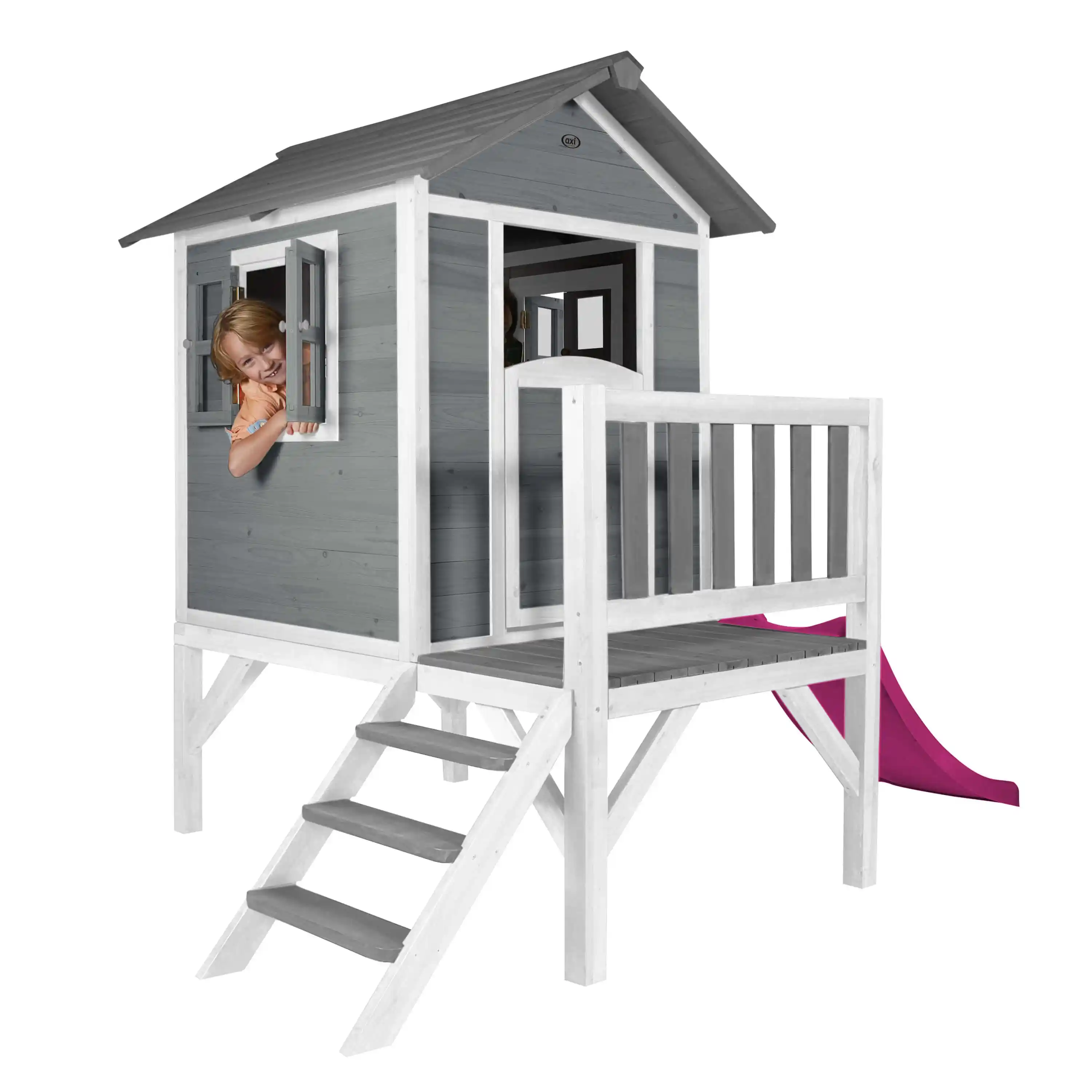 AXI Lodge XL Playhouse Cool Grey - Purple Slide