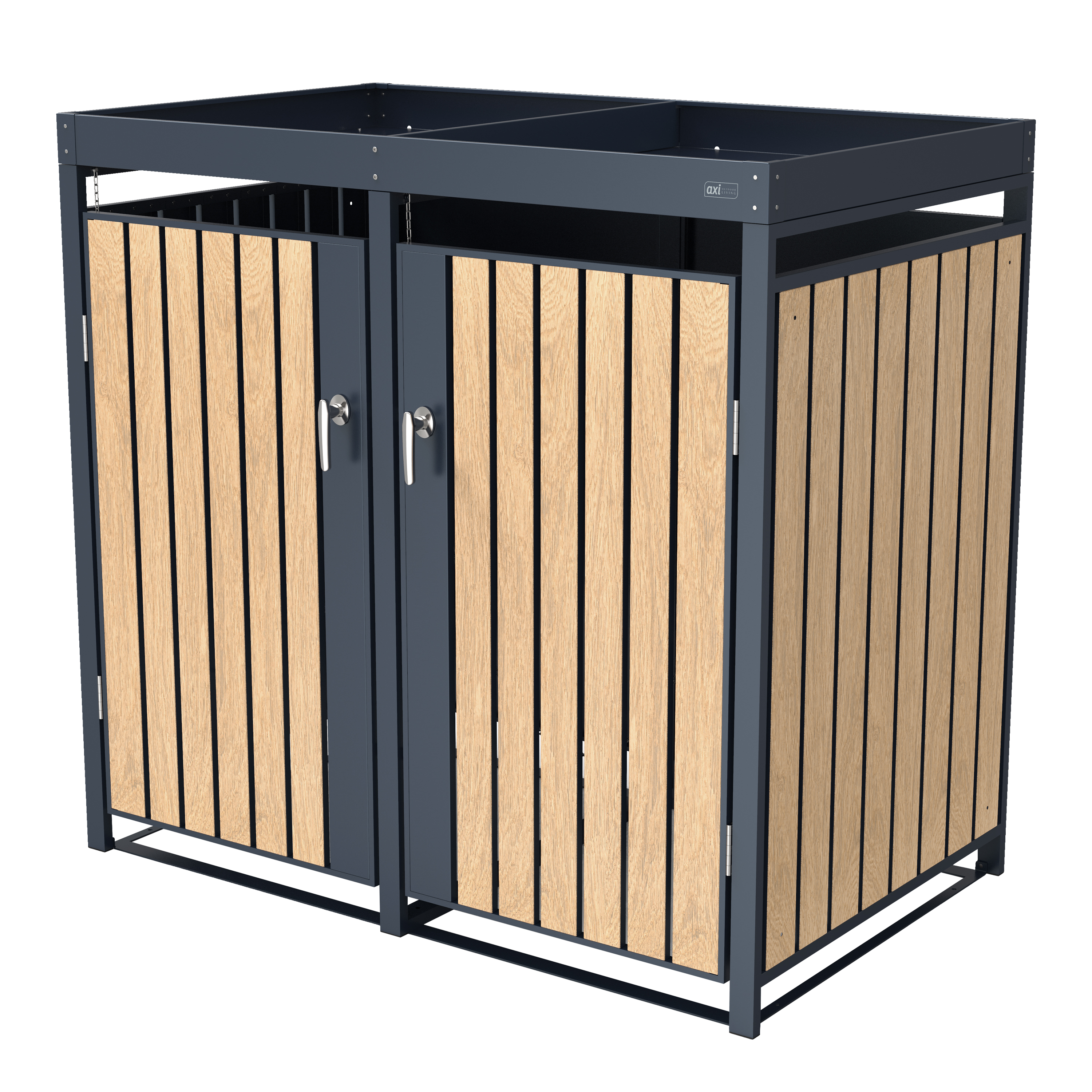 AXI Leon Metal Garbage Bin Shed - 2 Garbage Bins