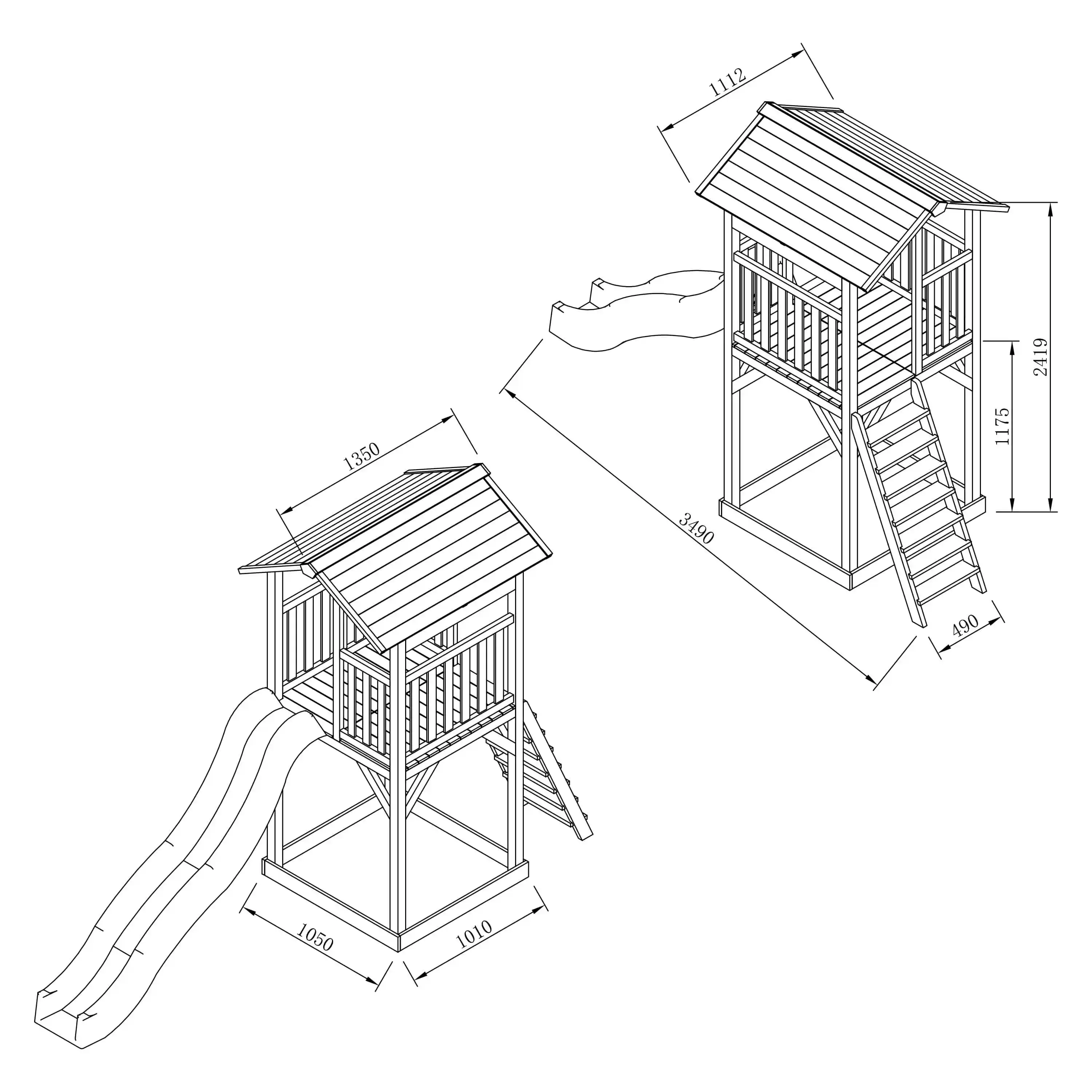 AXI Beach Tower Brown/White - Lime Green Slide