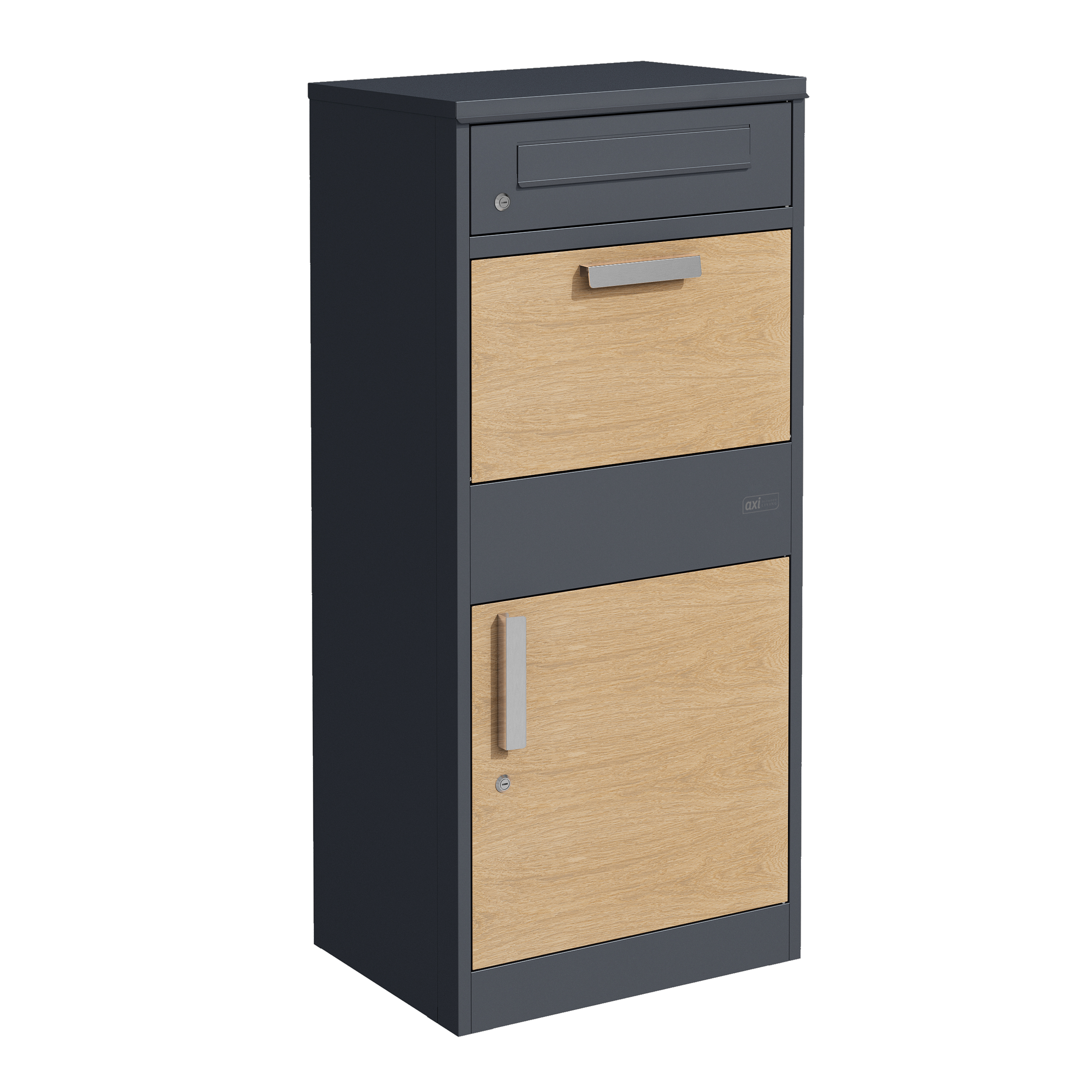 AXI Levi Metal Parcel Mailbox in Anthracite/Wood Look