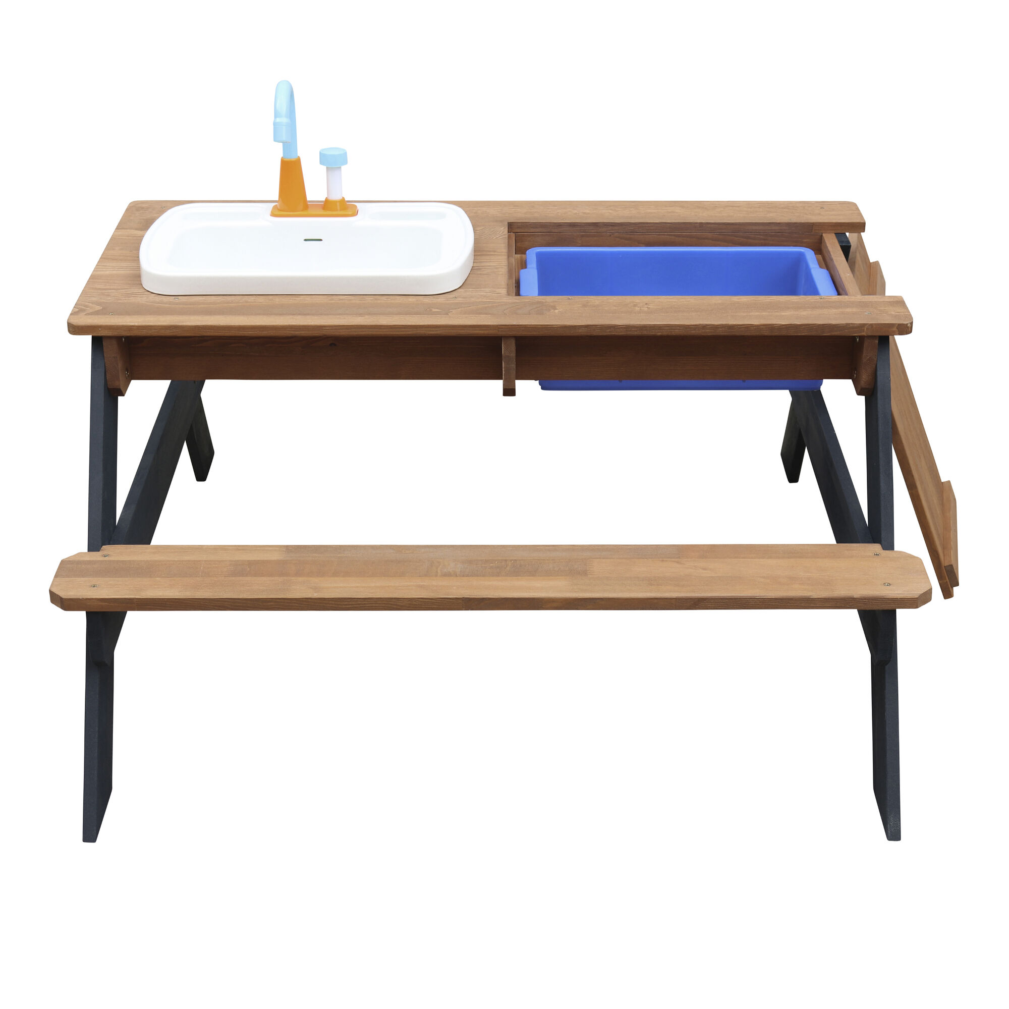 productfoto AXI Emily Zand & Water Picknicktafel met Speelkeuken wastafel Antraciet/bruin