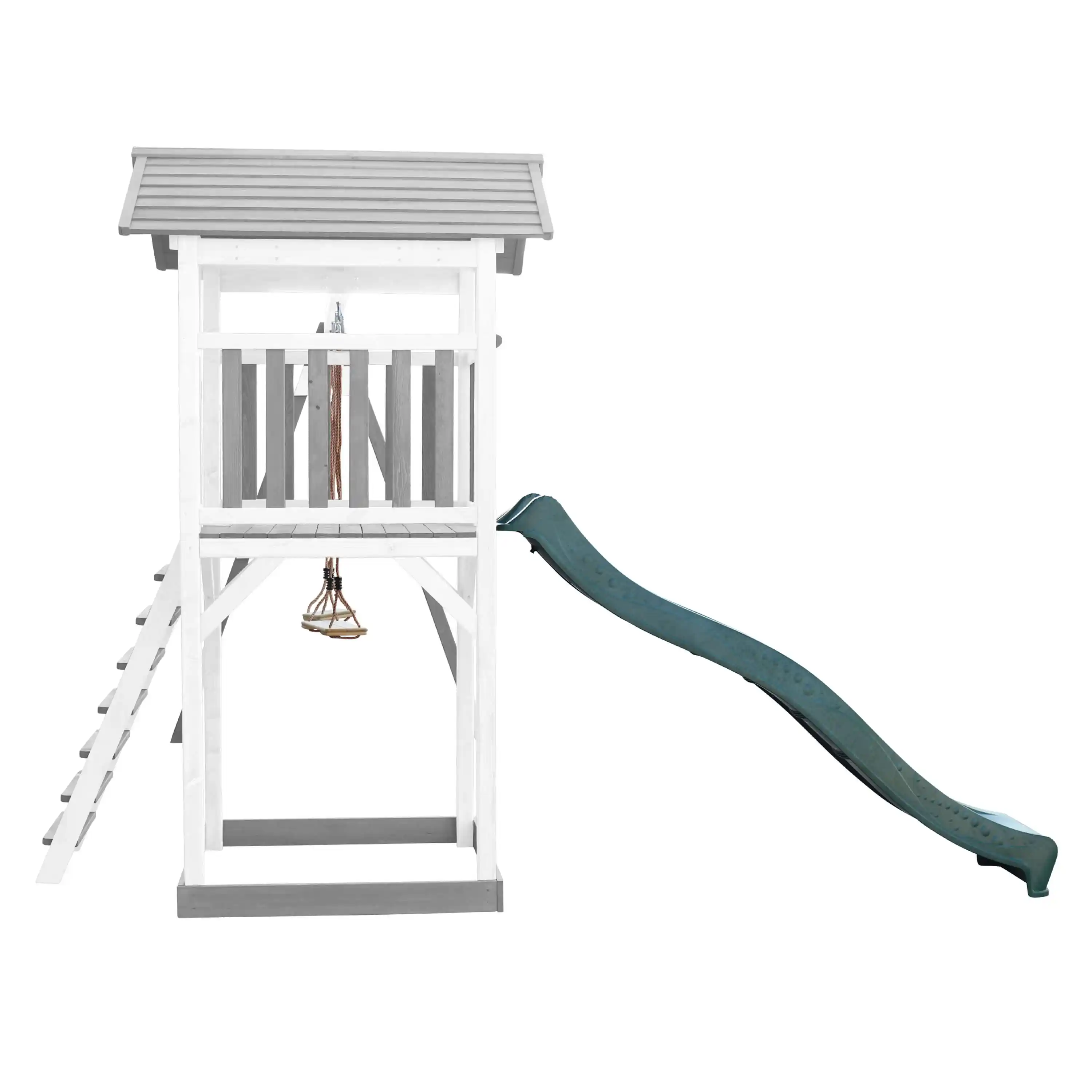 AXI Beach Tower with Double Swing Set Grey/White - Green Slide