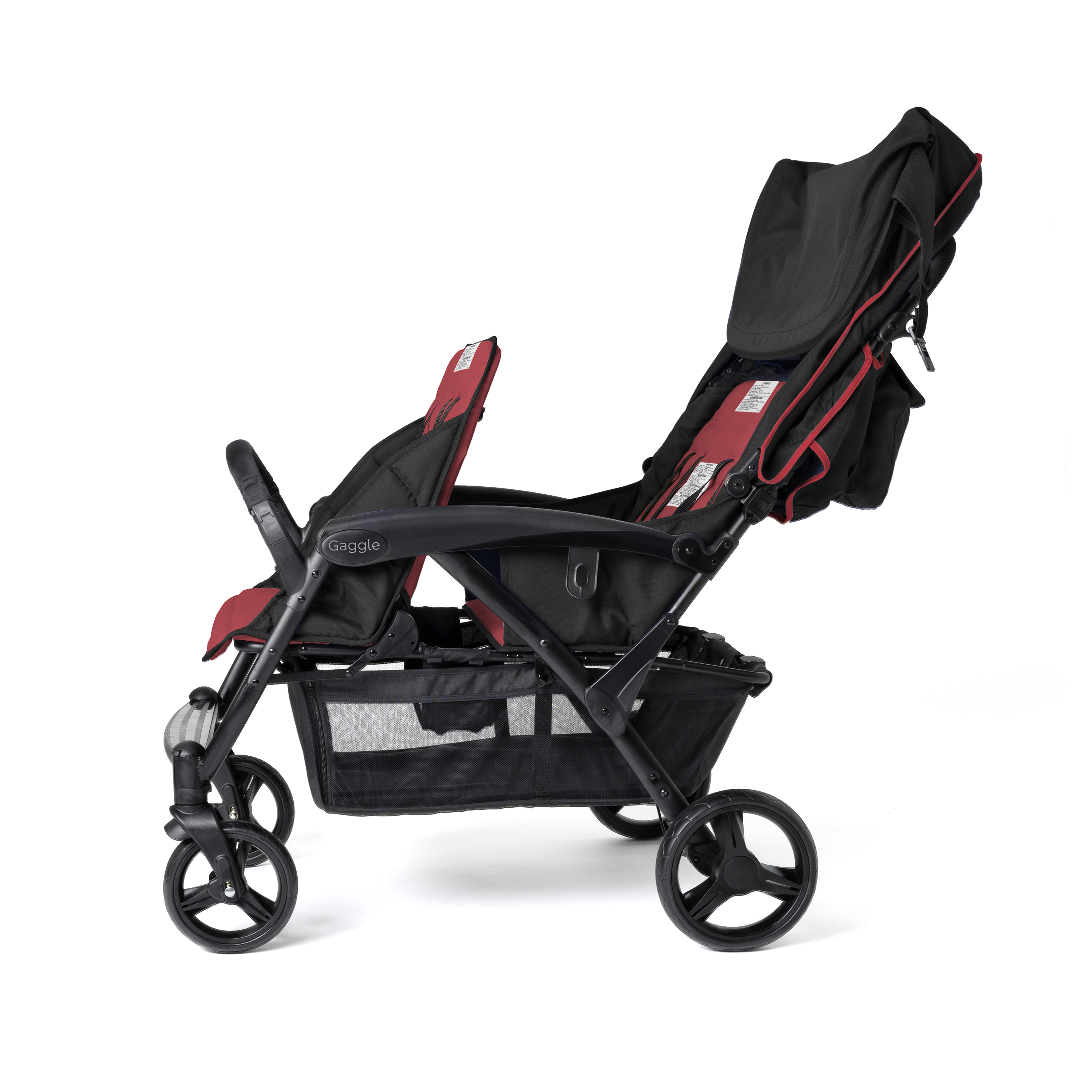 Gaggle Odyssey 4x4 Quad Stroller for 4 Children - Red/Black