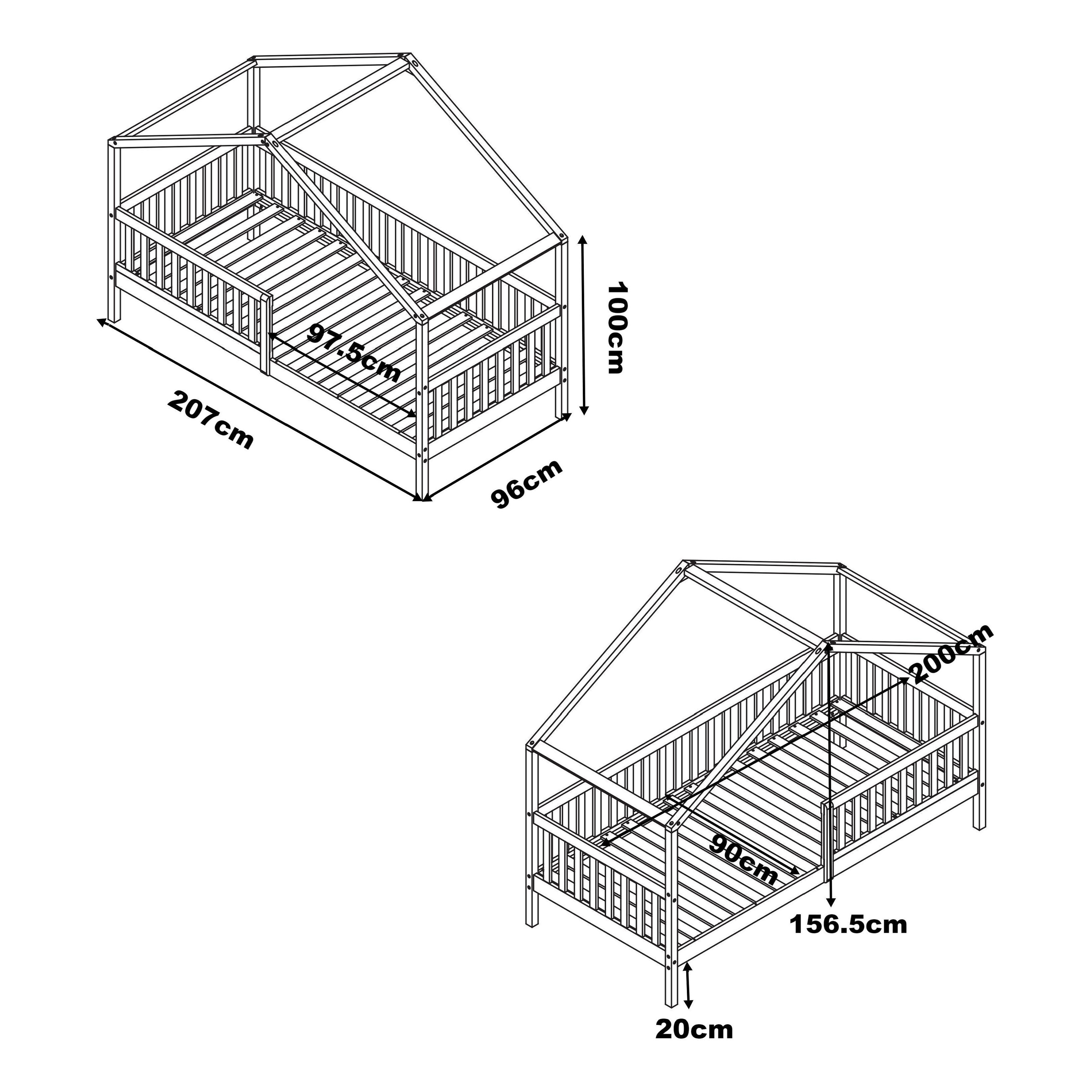 Sunny Kae House Bed with Guardrail Natural – Without Mattress-8720365068881 Sunny Kae House Bed with Guardrail Natural – Without Mattress