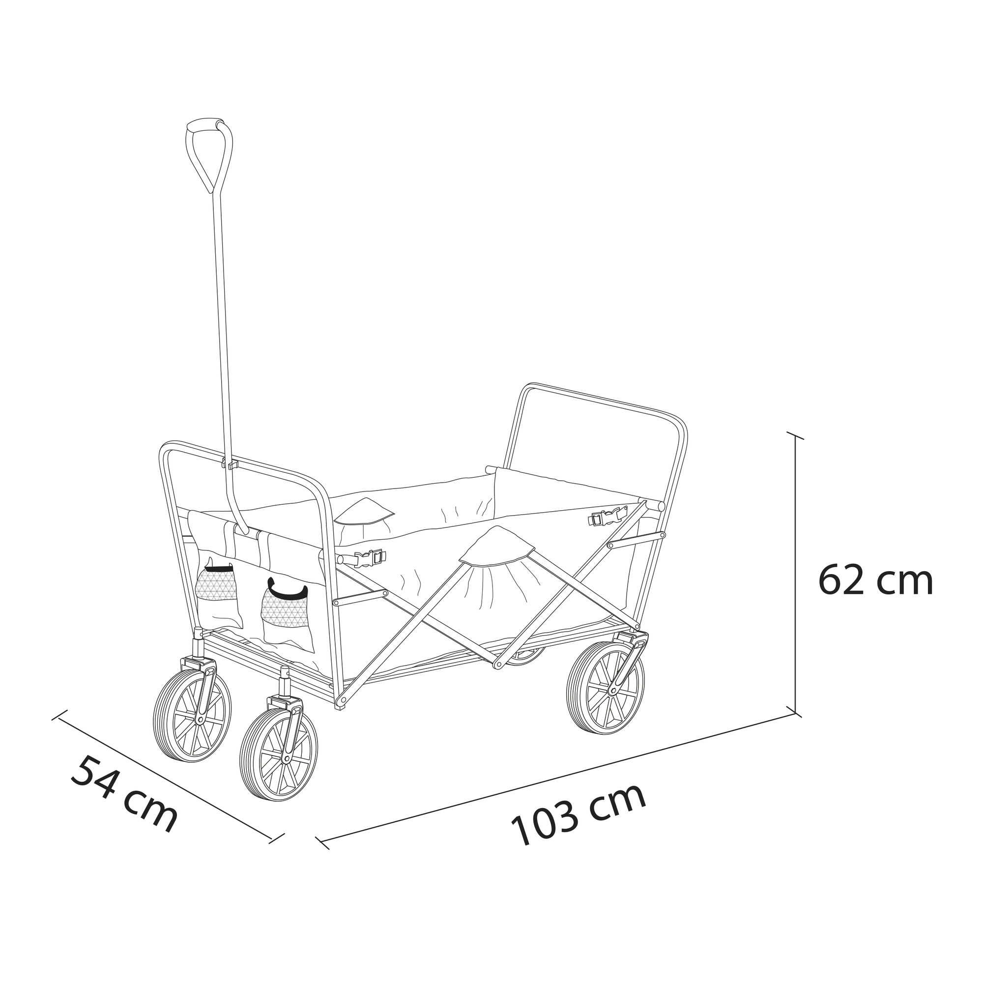 maattekening AXI AB100 Opvouwbare Bolderwagen Rood