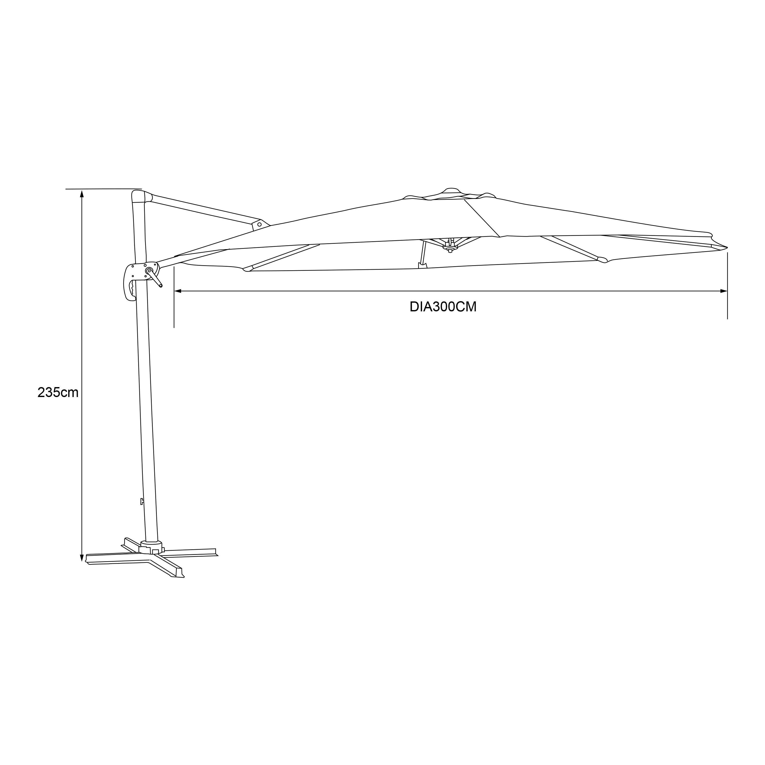 AXI Marisol Cantilever Parasol Ø 300cm Round - White/Grey