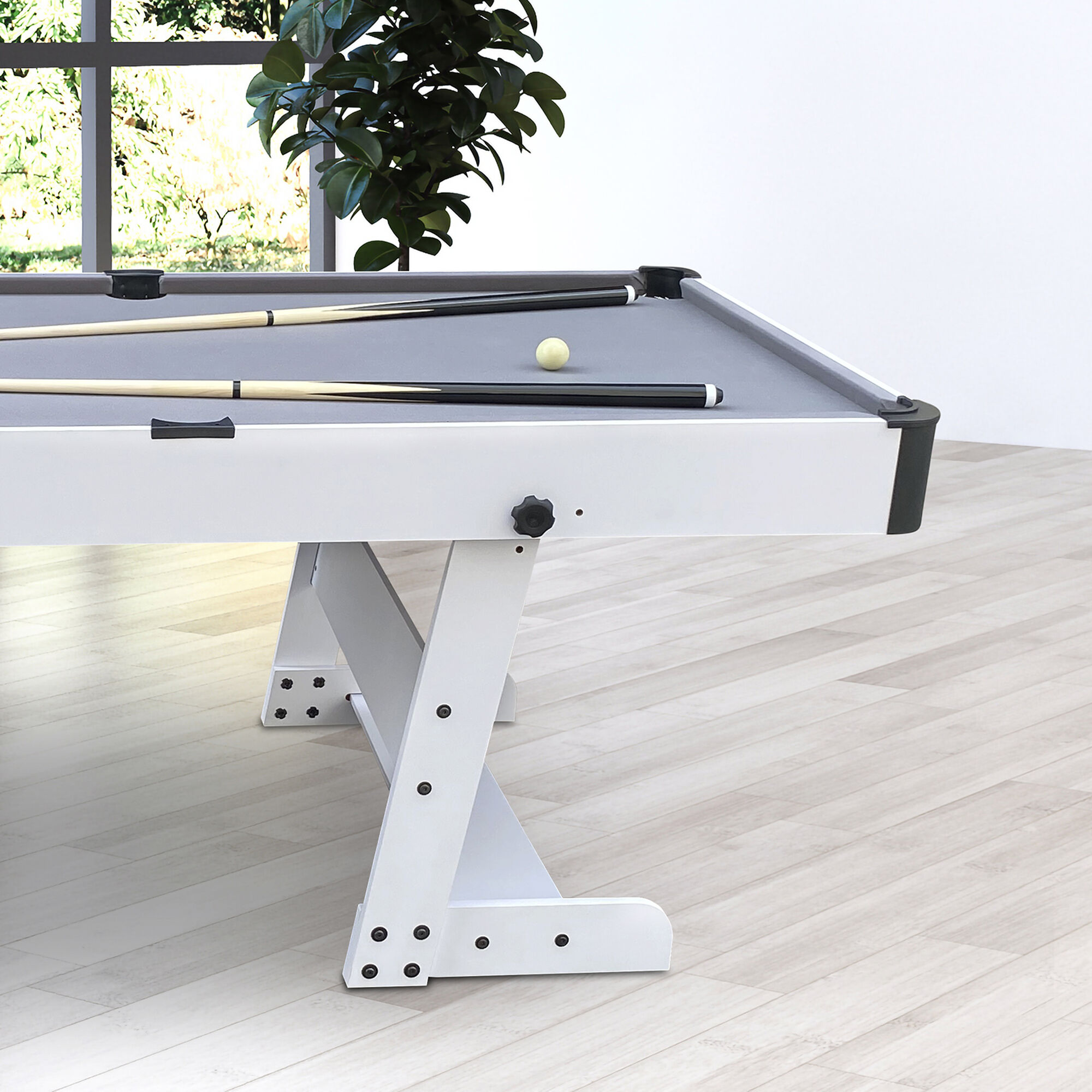 Cougar Hustle XL folding Pool Table - White/Grey