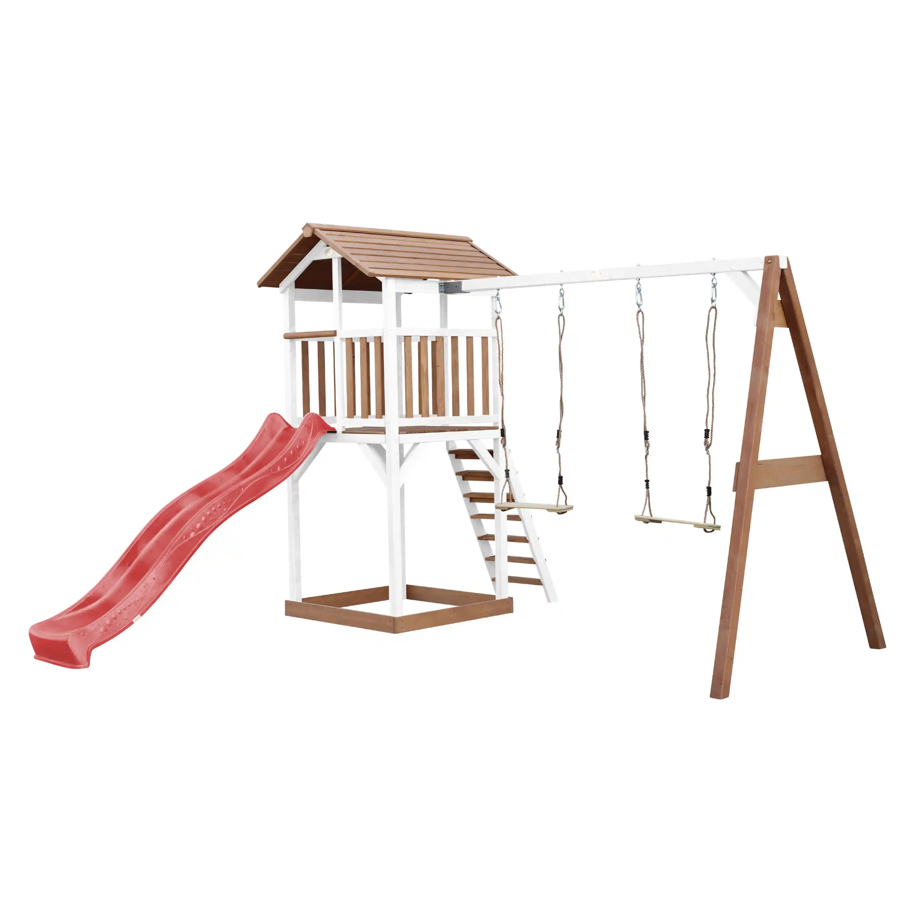 AXI Beach Tower with Double Swing Set Brown/White - Red