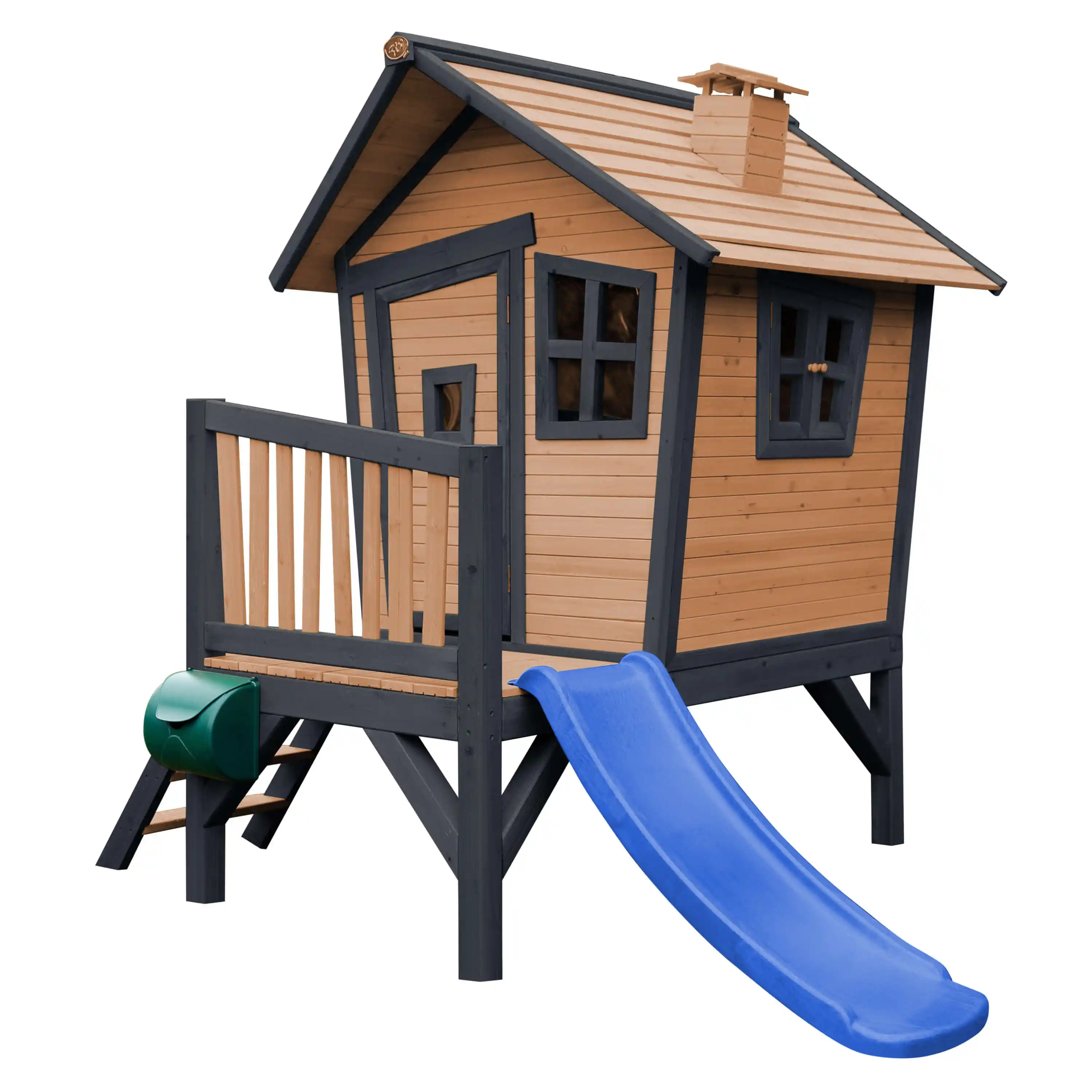 AXI Robin Playhouse Brown/Anthracite - Blue Slide