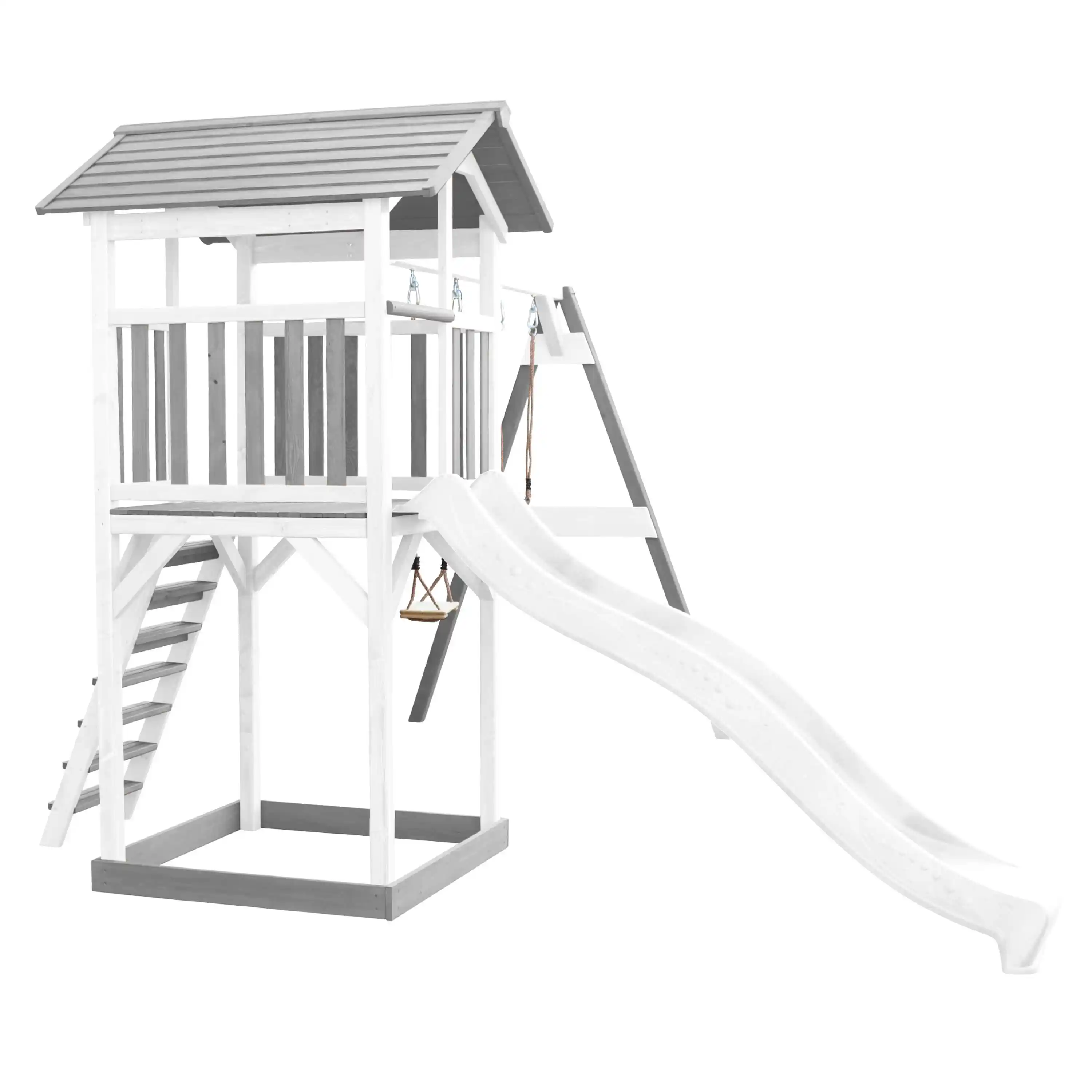 AXI Beach Tower with Double Swing Set Grey/White - White Slide