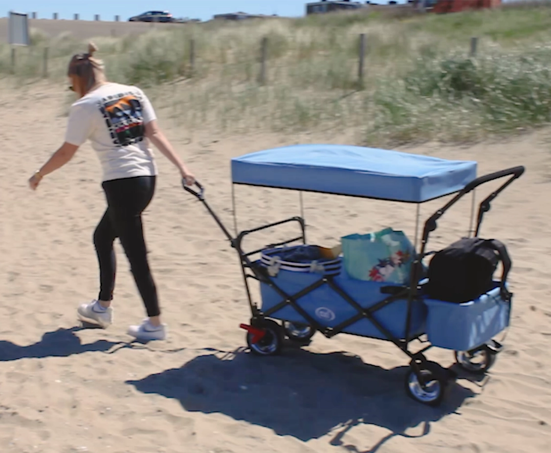 AXI AB210 Foldable Beach Wagon with roof, bag, brake, and handlebar - Blue