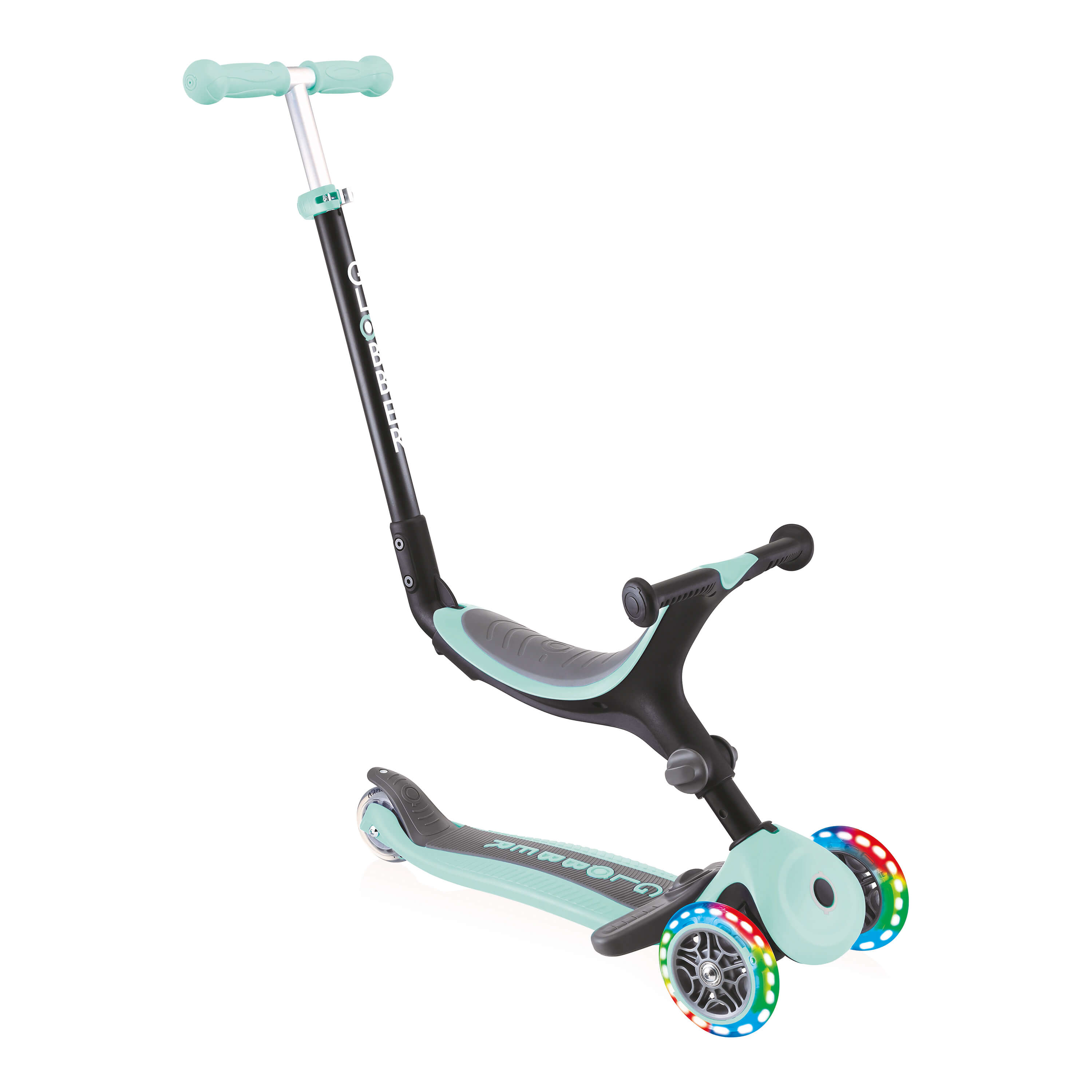 Globber Go up Foldable Plus Lights 3-in-1 Scooter - Pastel Mint