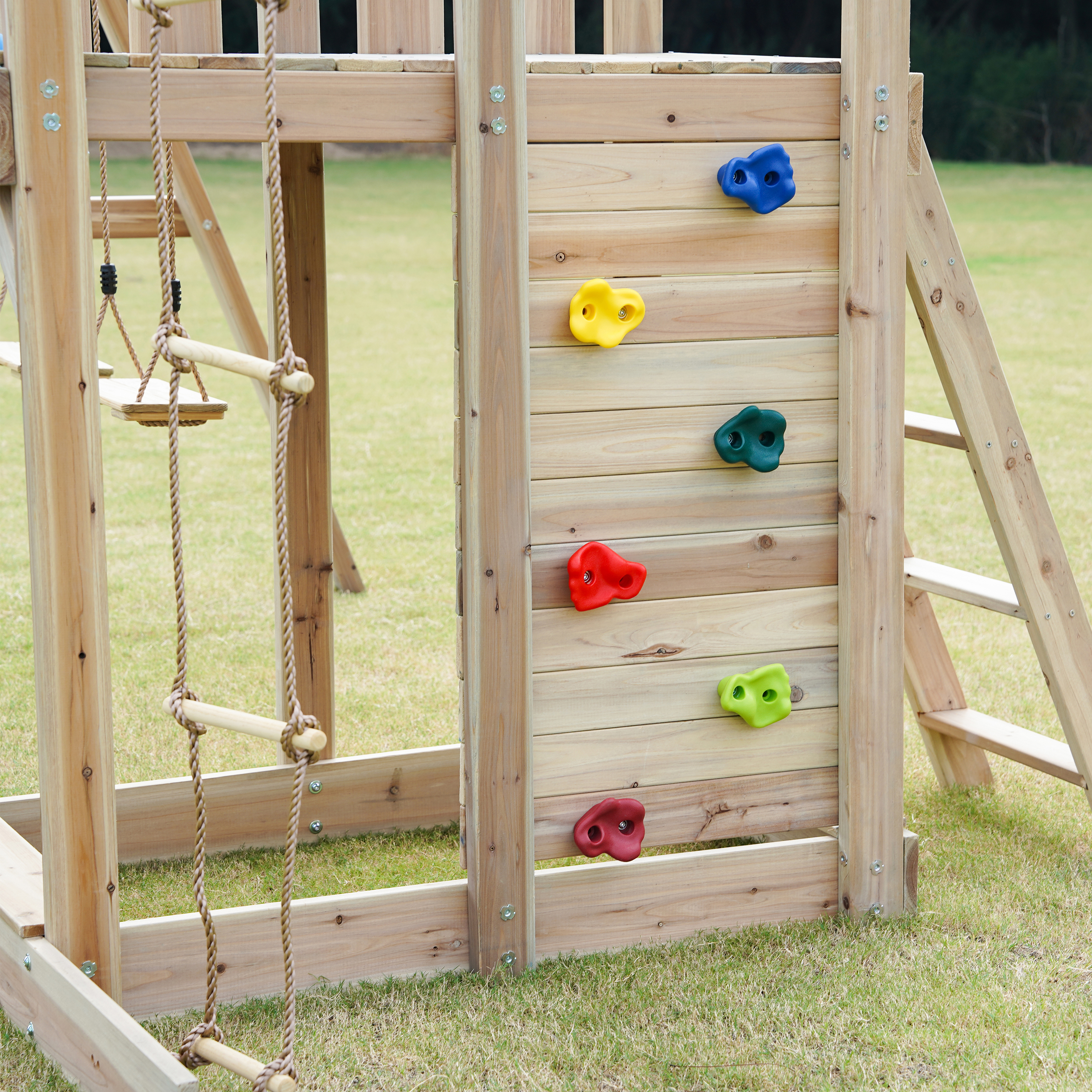 AXI Moos Climbing Frame with Double Swing Set - Blue Slide