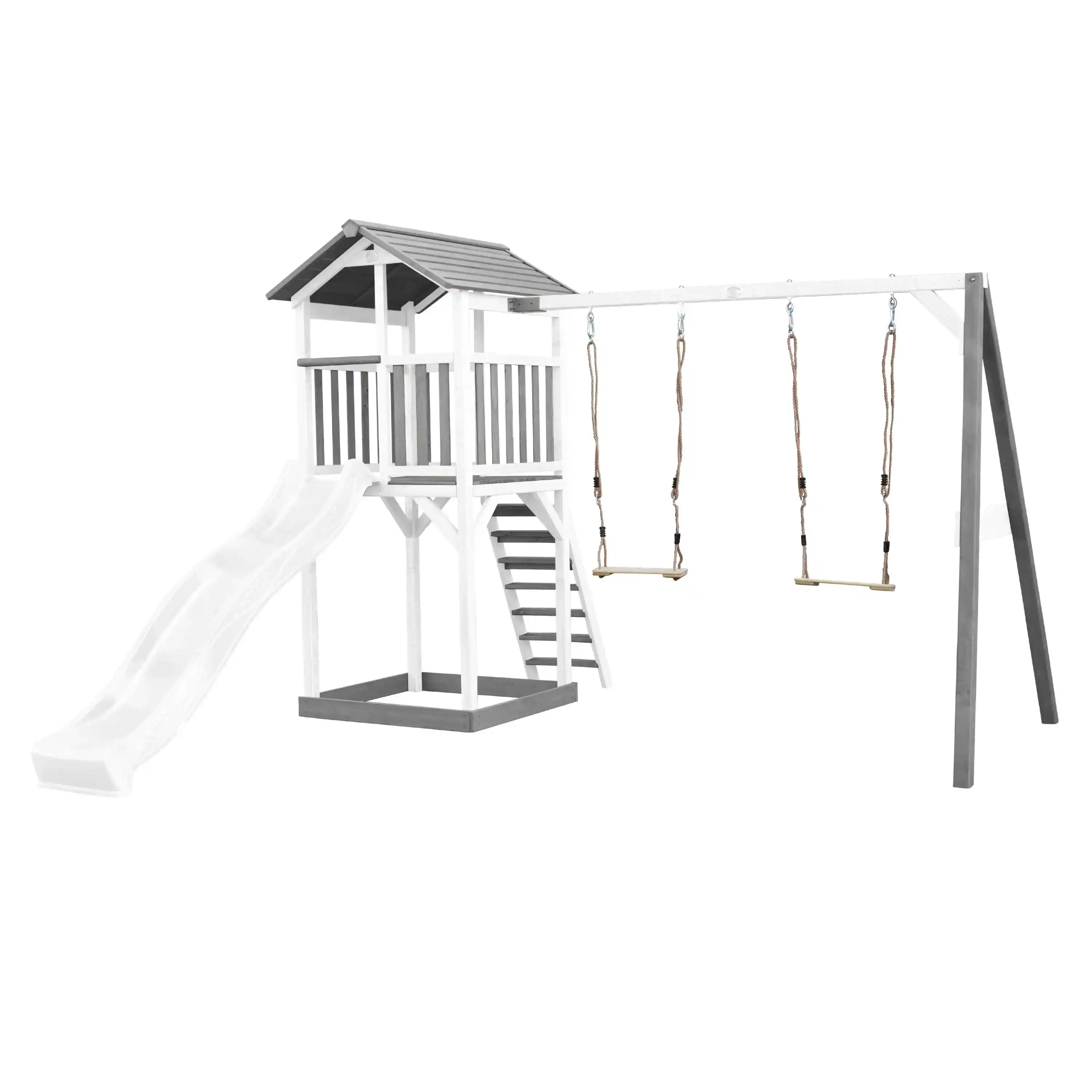 AXI Beach Tower with Double Swing Set Grey/White - White Slide