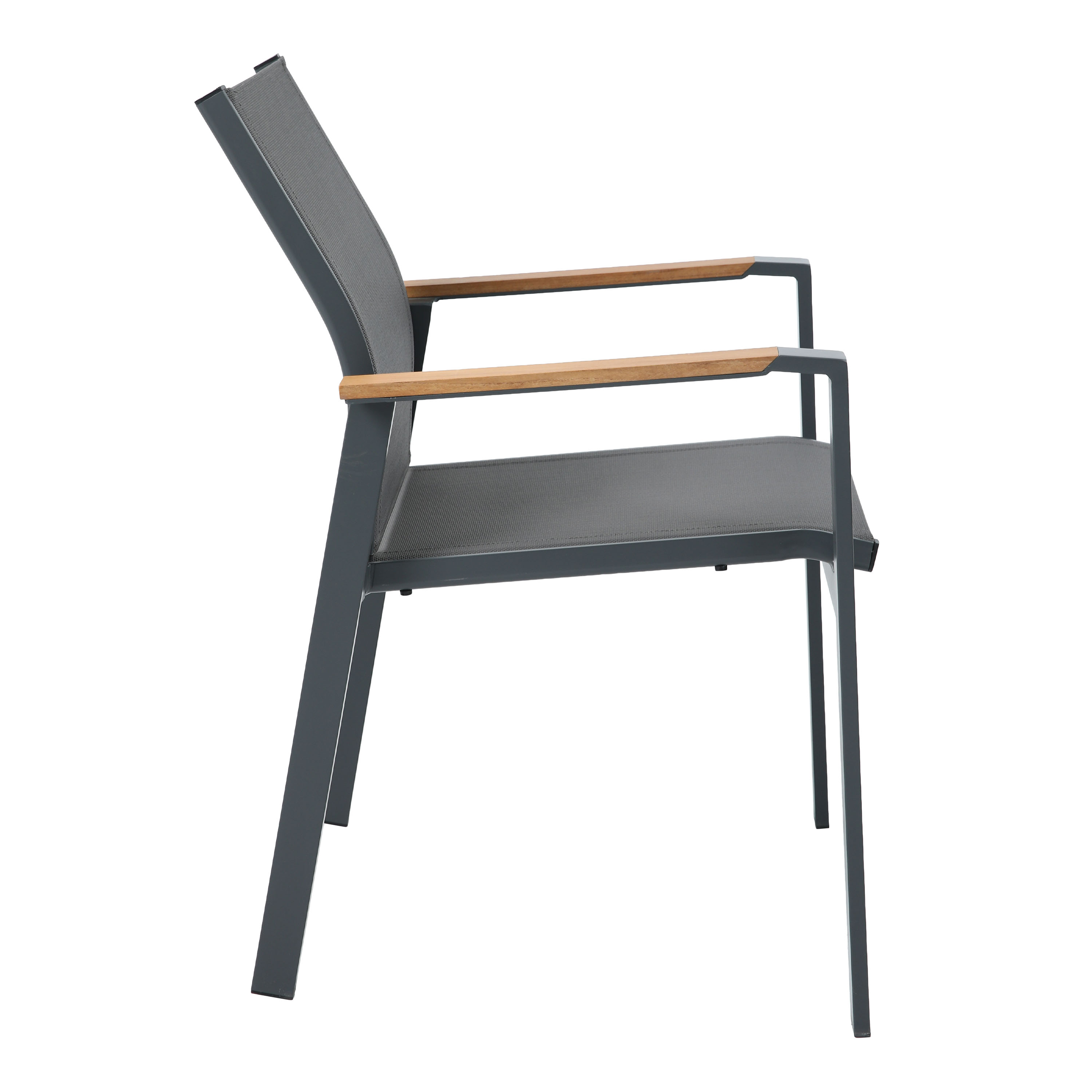 AXI Alva Aluminium Chairs Anthracite/Teak – Set 2 pieces