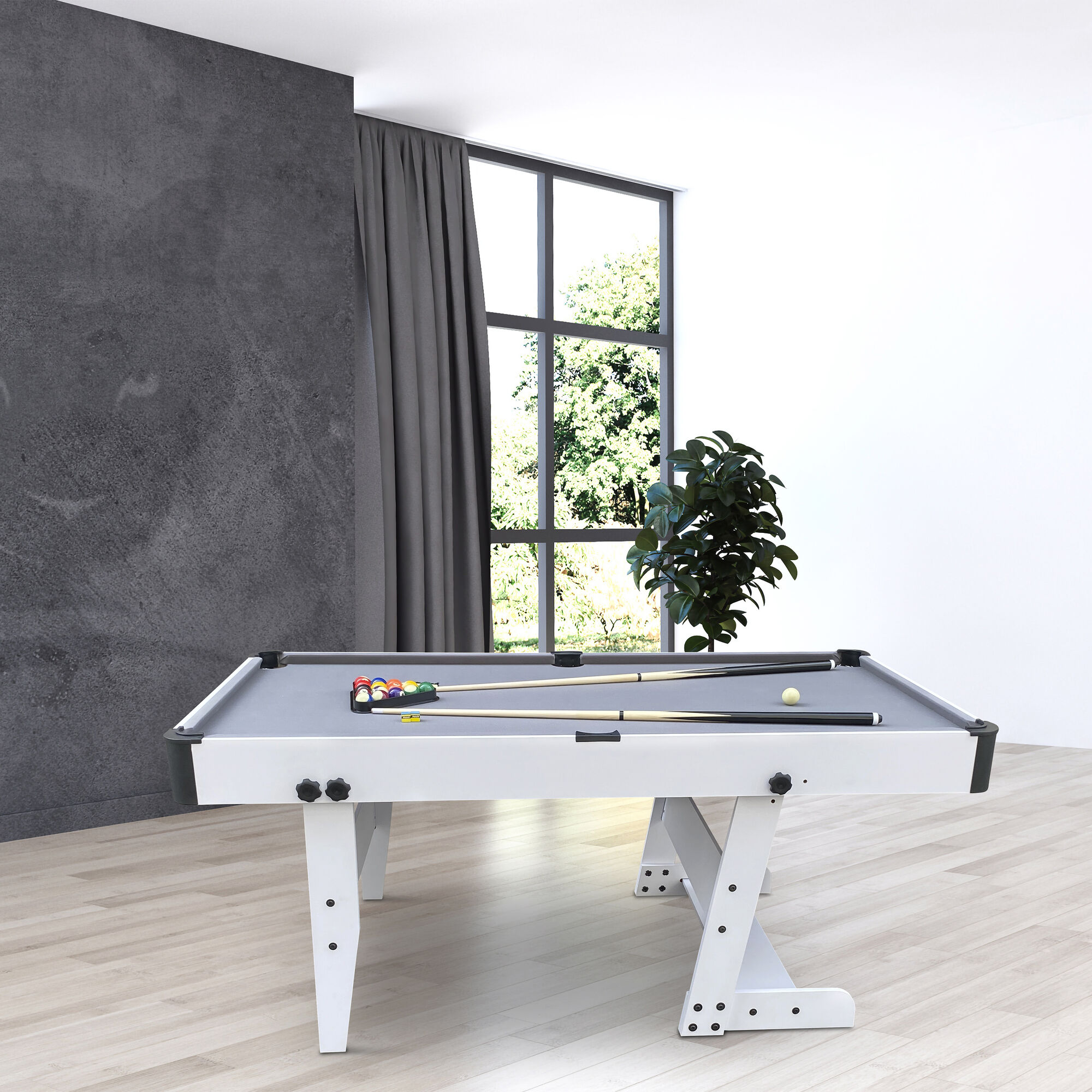 Cougar Hustle XL folding Pool Table - White/Grey