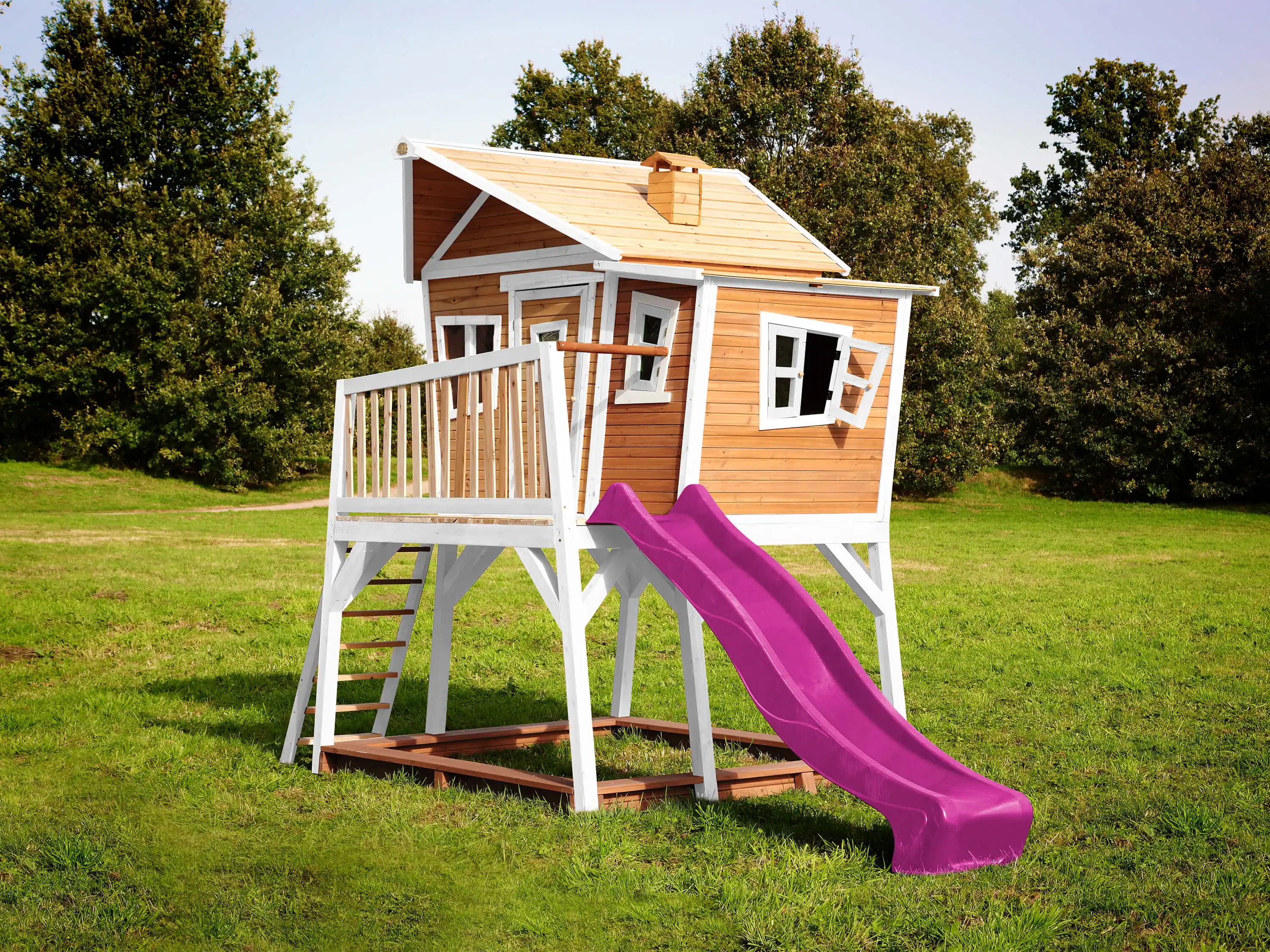 AXI Max Playhouse Brown/White - Purple Slide