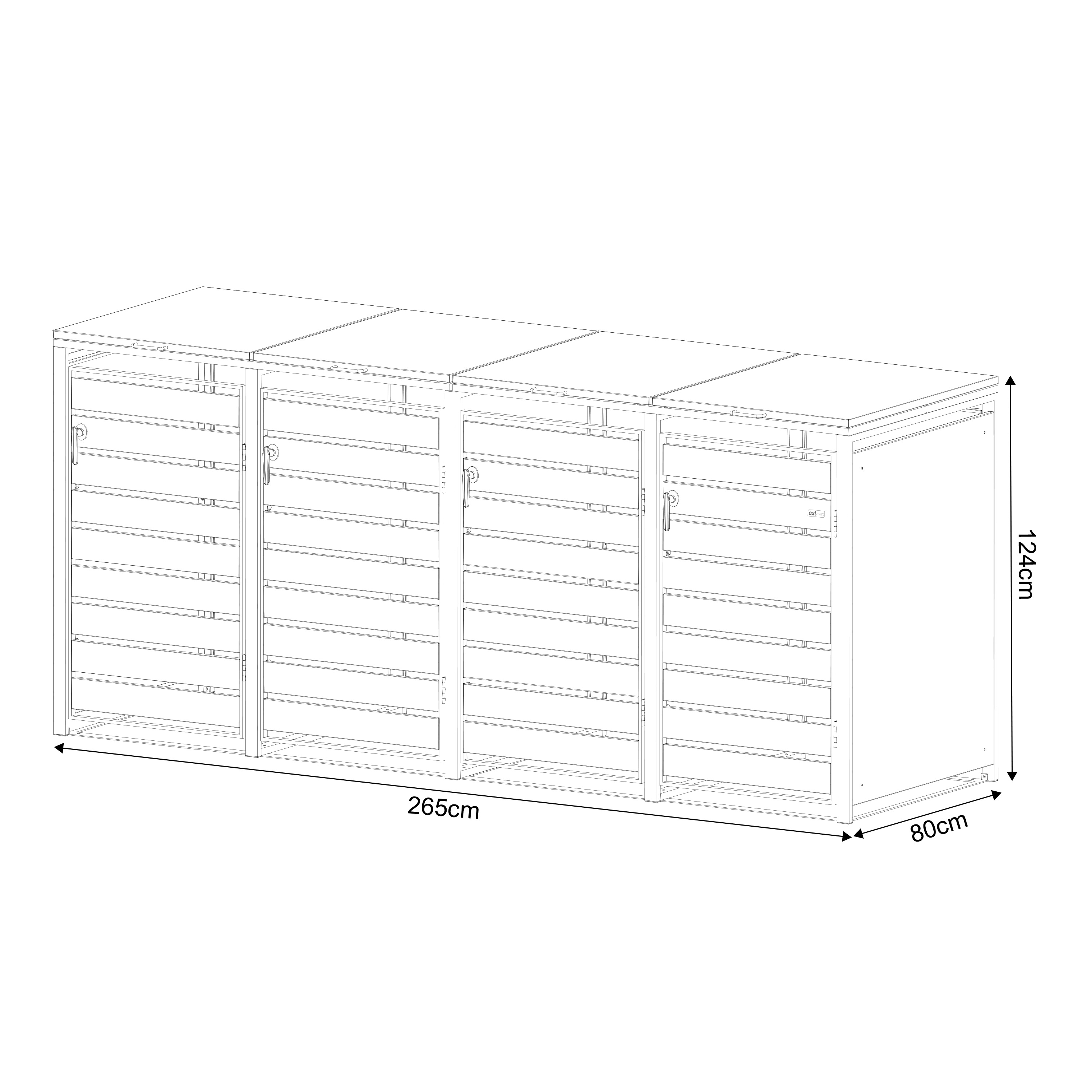 AXI Lucas Containerombouw van Metaal Antraciet/Houtlook - 4 containers