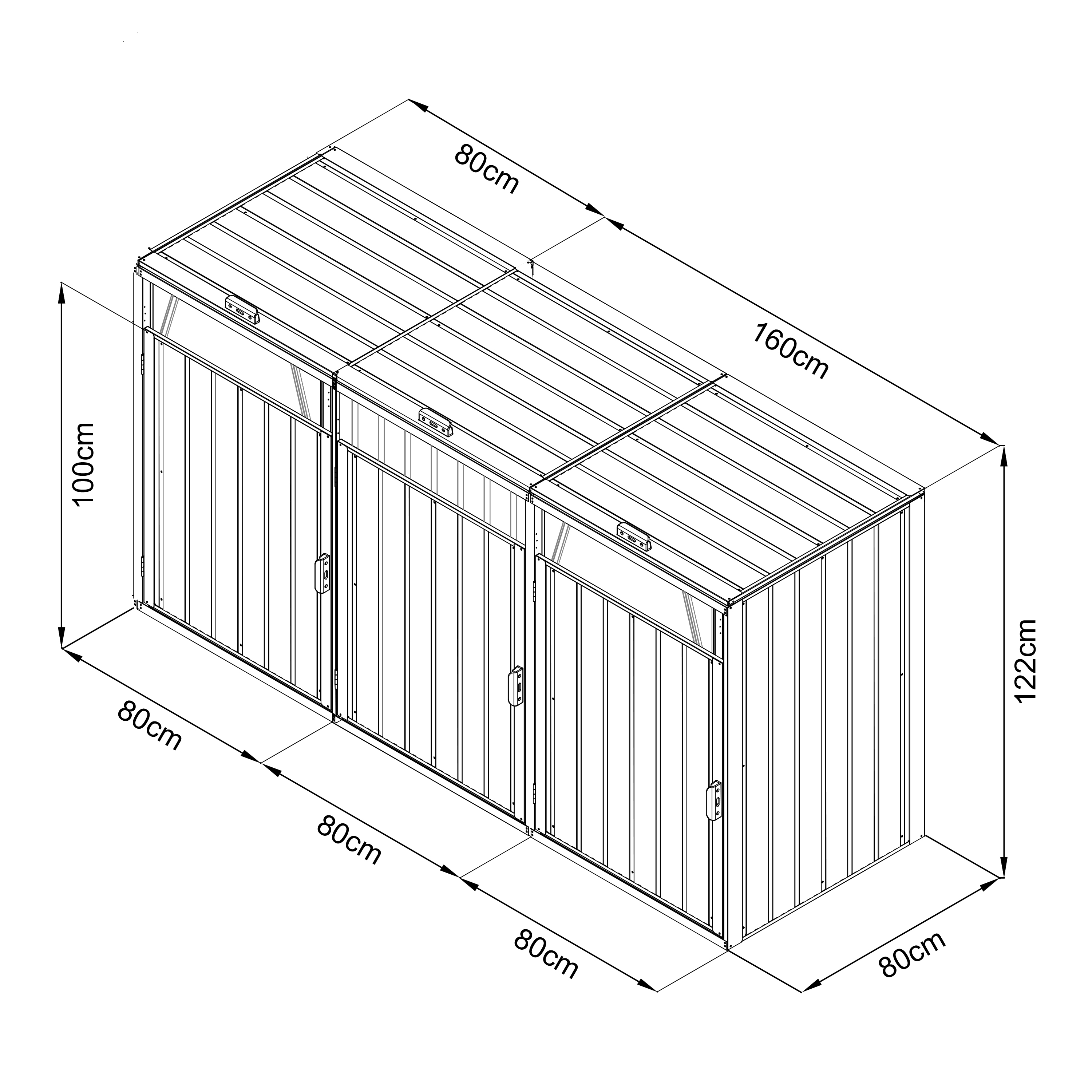 AXI Owen Metal Garbage Bin Shed Anthracite - 3 Garbage Bins